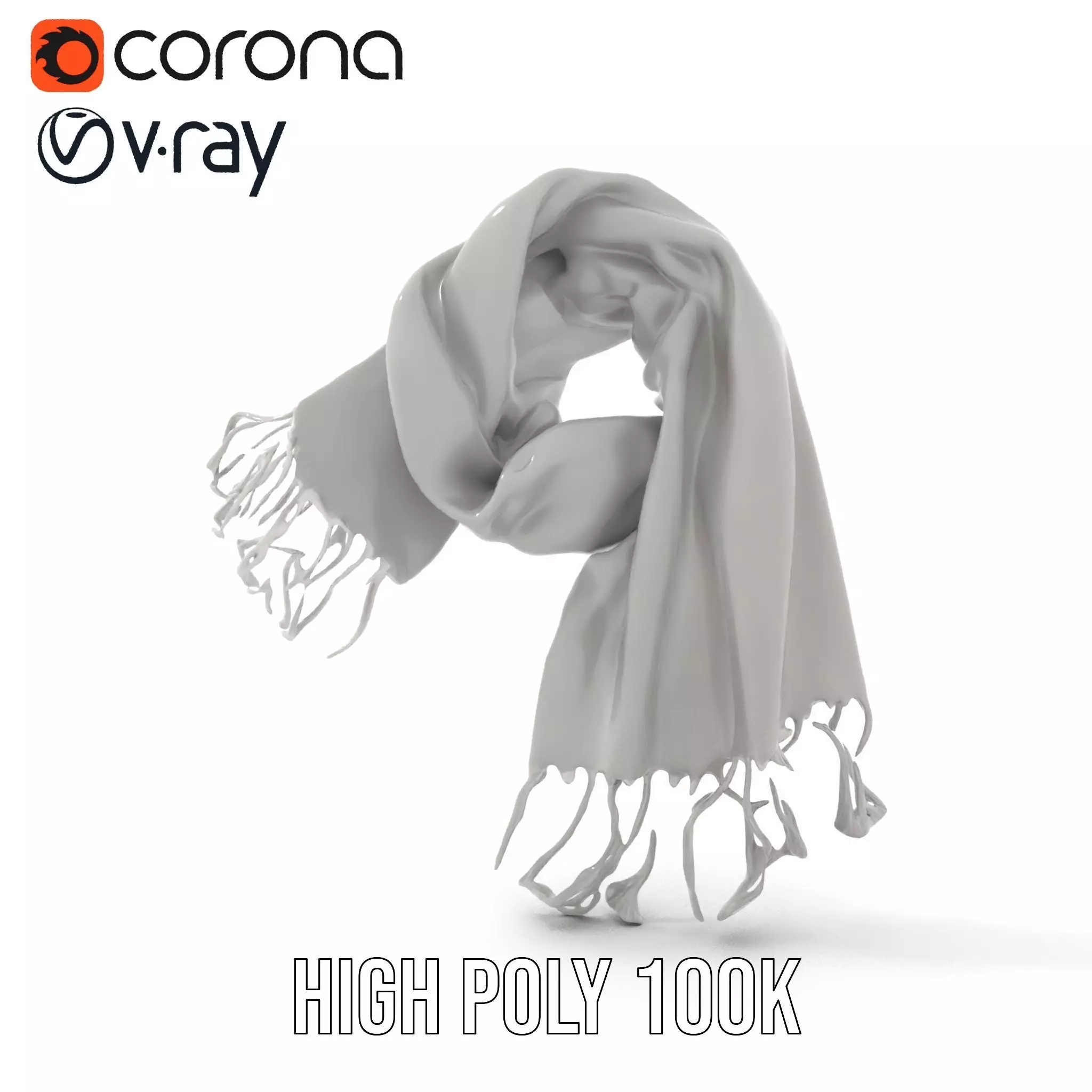 Elegant Gray Scarf model pack Low-poly 3D model_18