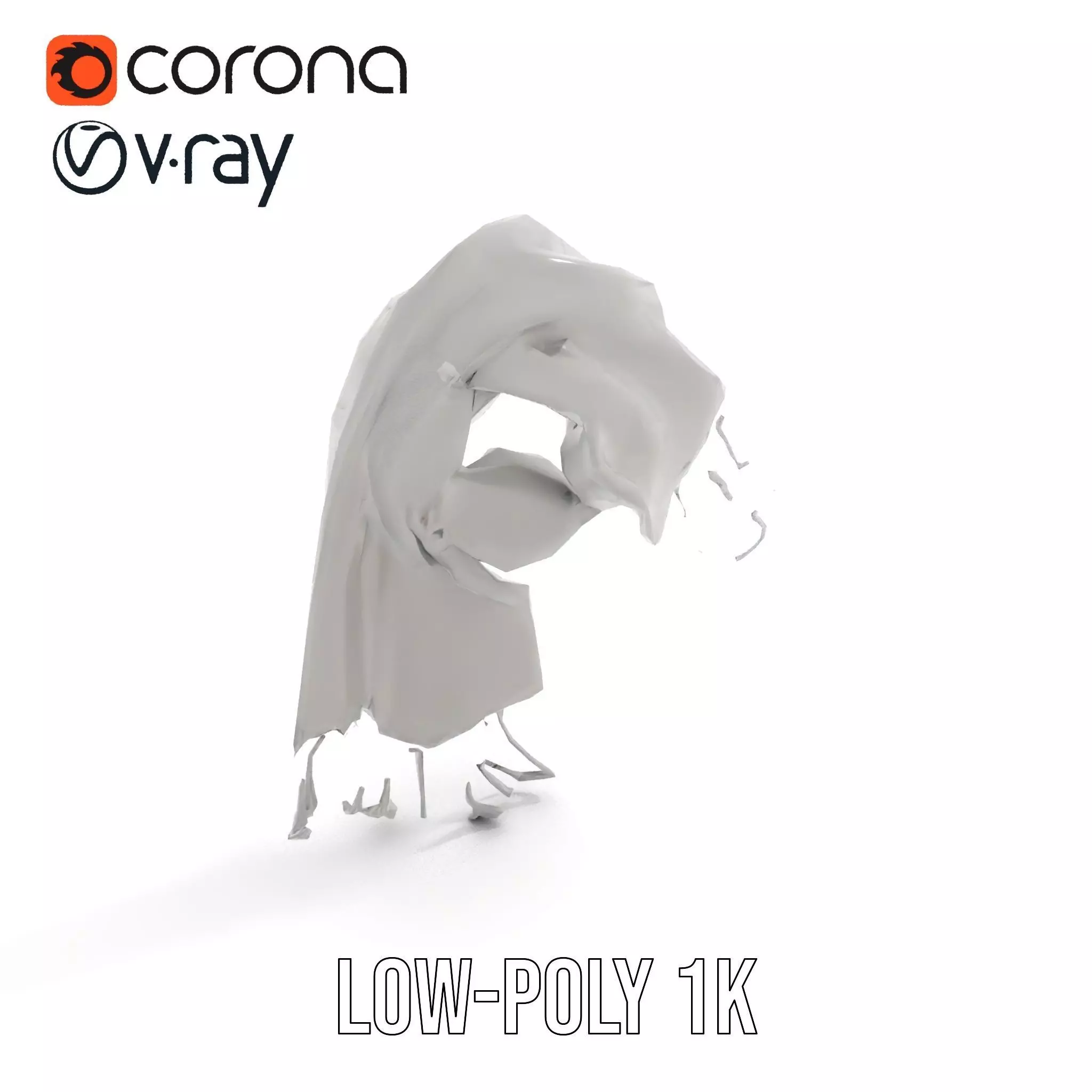 Elegant Gray Scarf model pack Low-poly 3D model_12