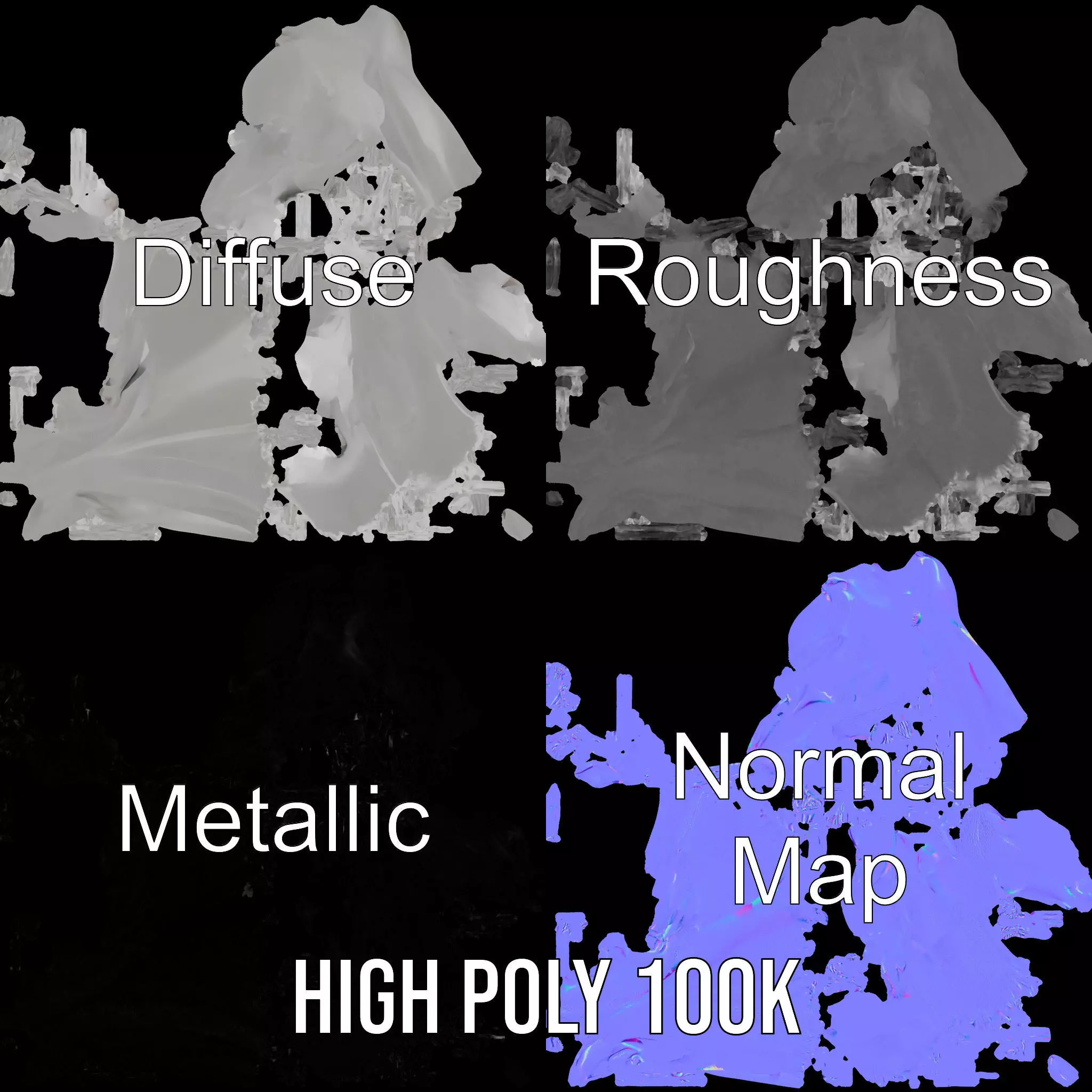 Elegant Gray Scarf model pack Low-poly 3D model_3