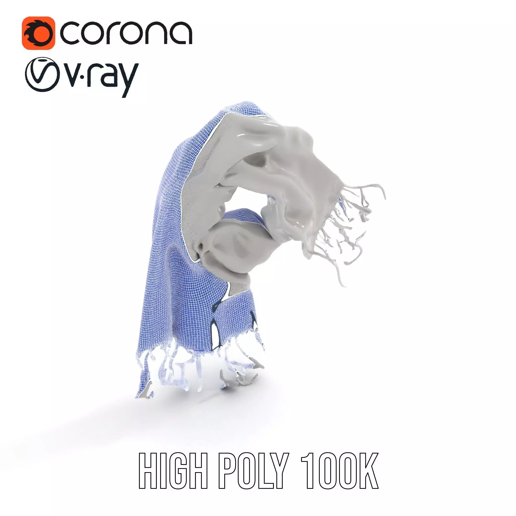 Elegant Gray Scarf model pack Low-poly 3D model_26