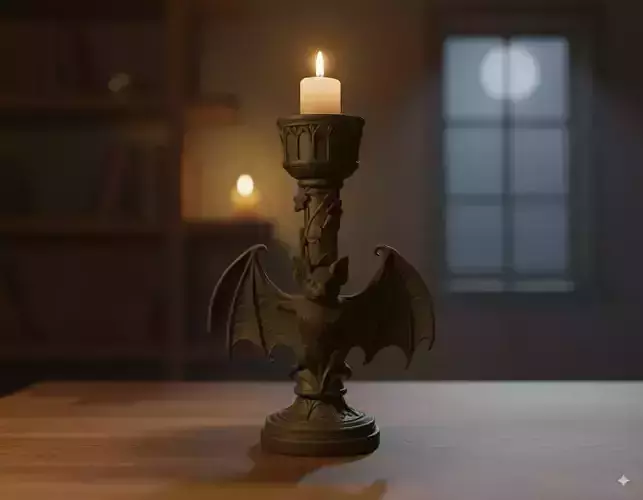 Gothic black bat candle holder