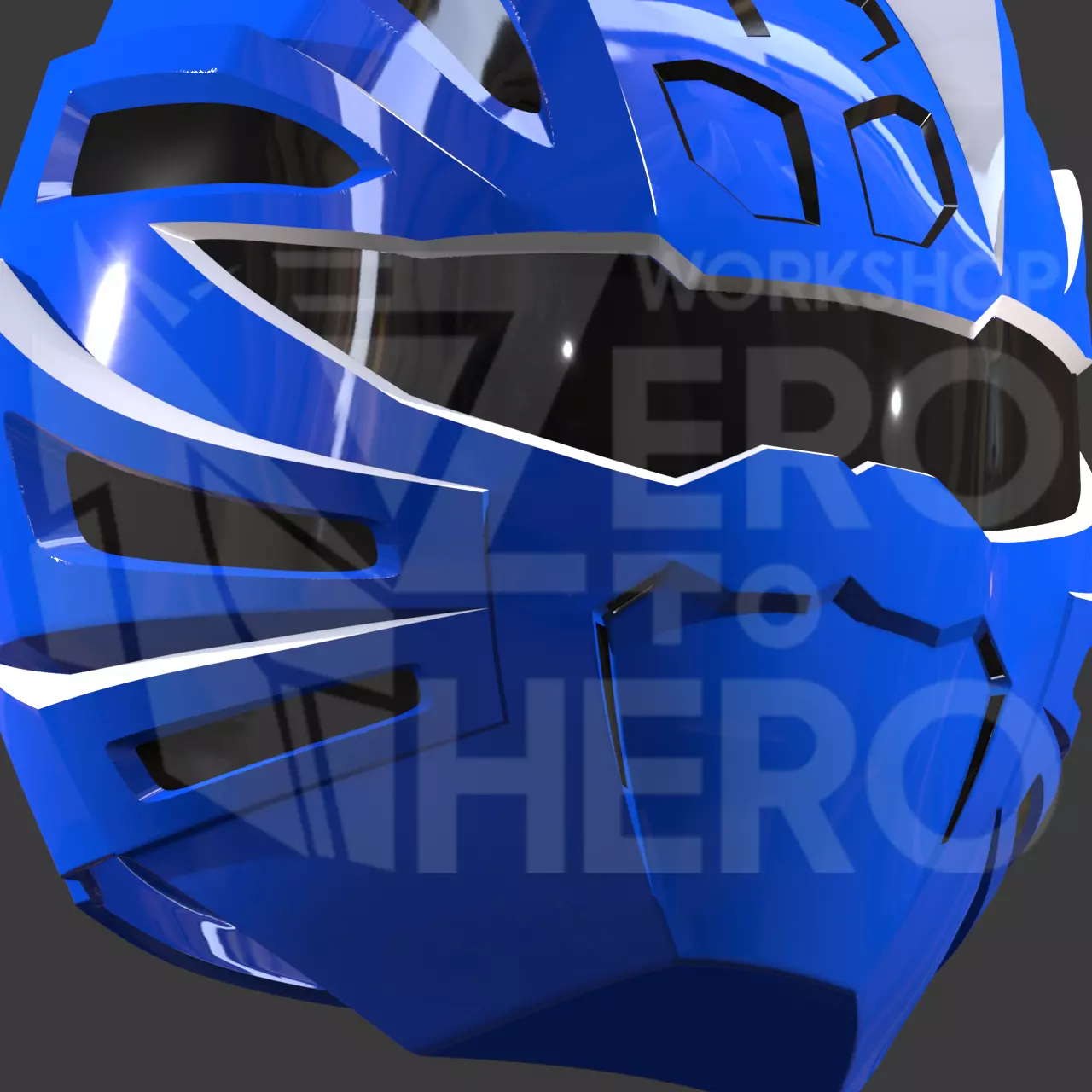 Gekiranger - Power Rangers Jungle Fury Blue Master Mode helmet 3D print model_5