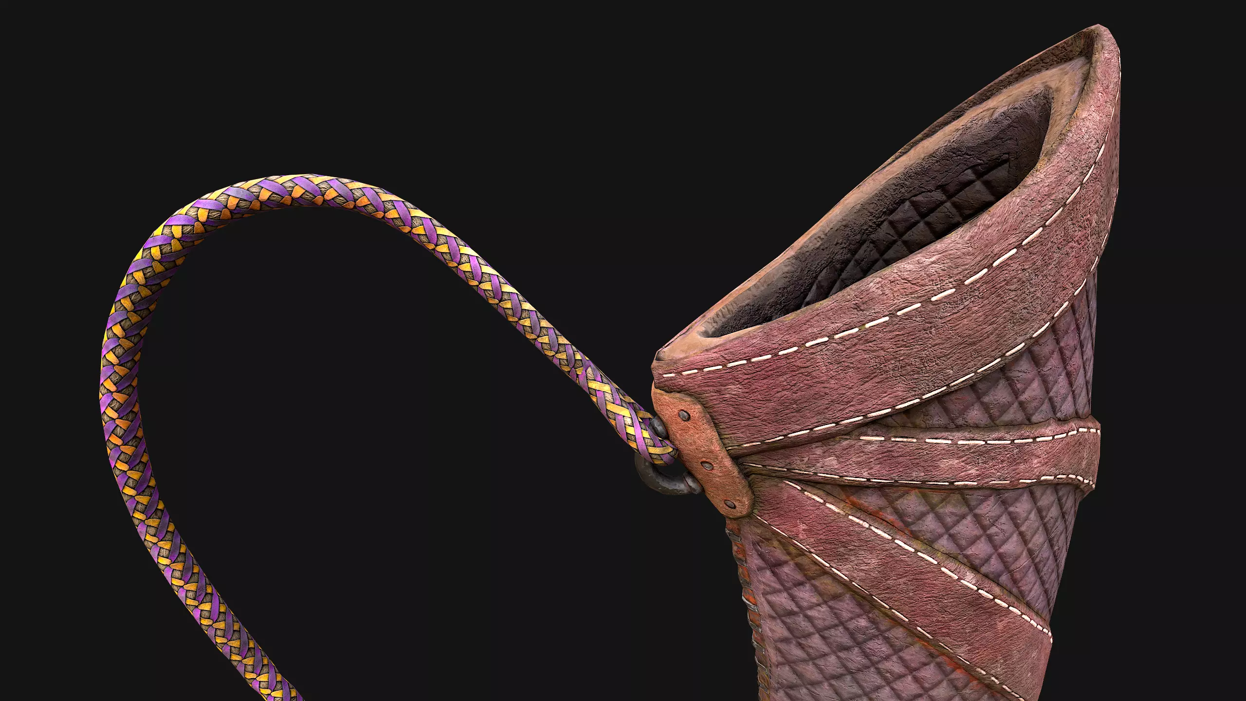 Medieval Quiver and Arrows Arrow Archer Bow Set Low-poly 3D model_16