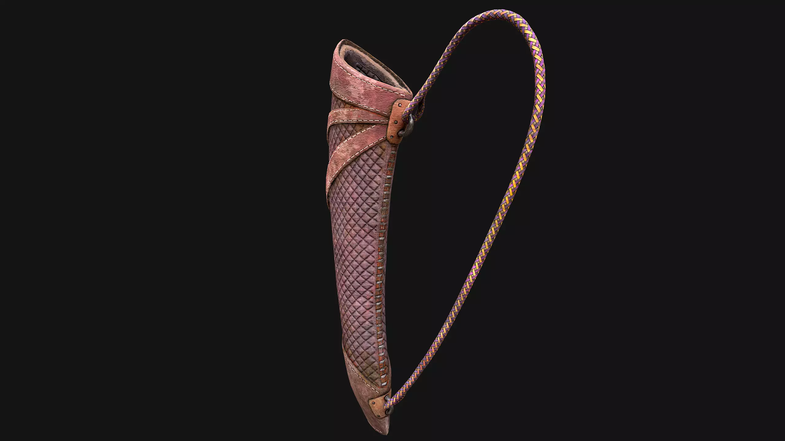 Medieval Quiver and Arrows Arrow Archer Bow Set Low-poly 3D model_18