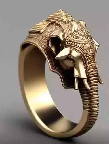 Elephant Head 3D Ring Model