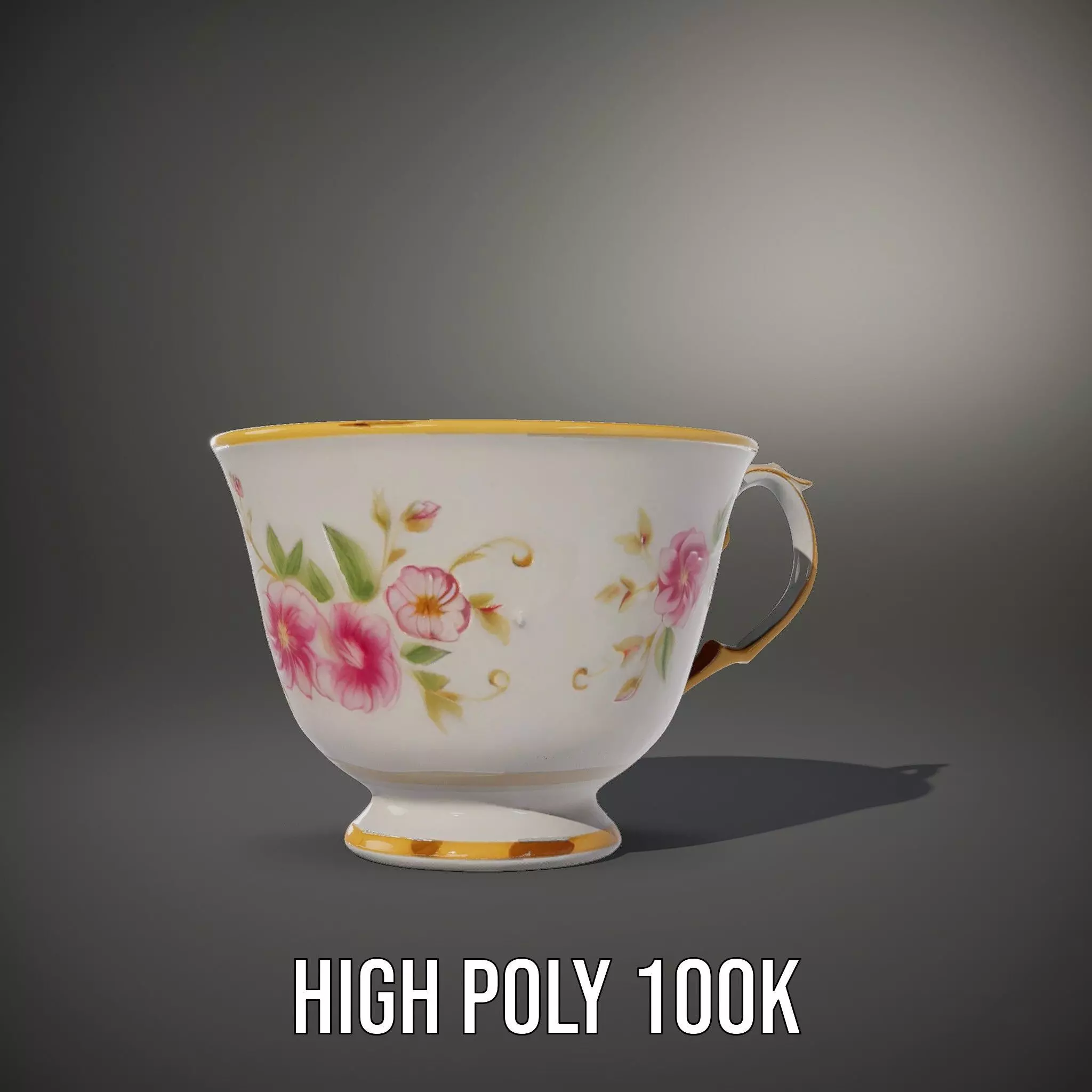 Elegant Floral Teacup model pack Low-poly 3D model_8