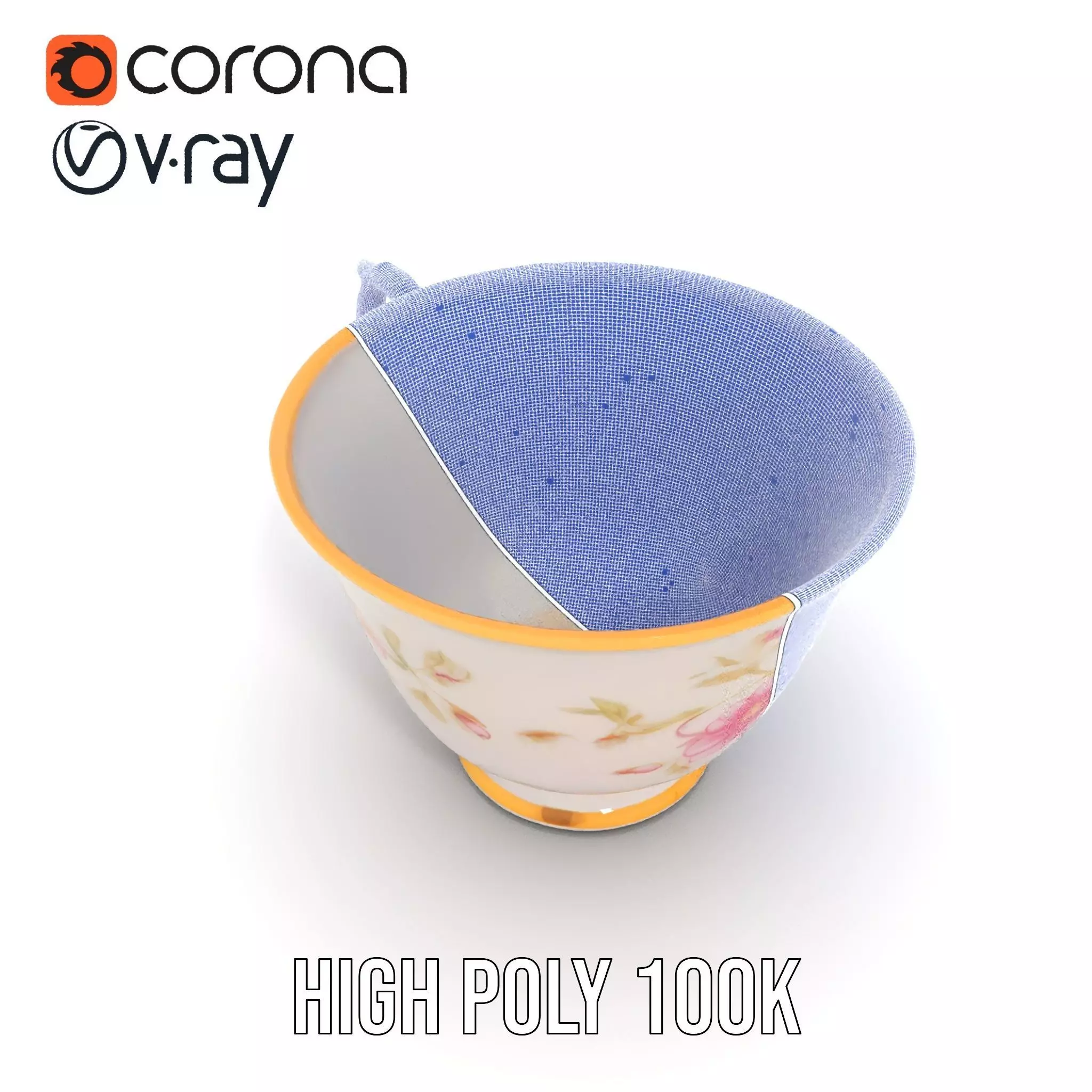 Elegant Floral Teacup model pack Low-poly 3D model_20