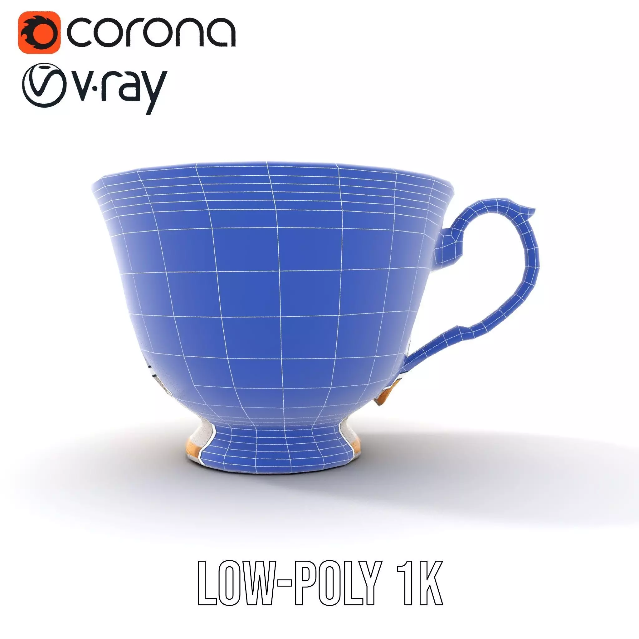 Elegant Floral Teacup model pack Low-poly 3D model_12