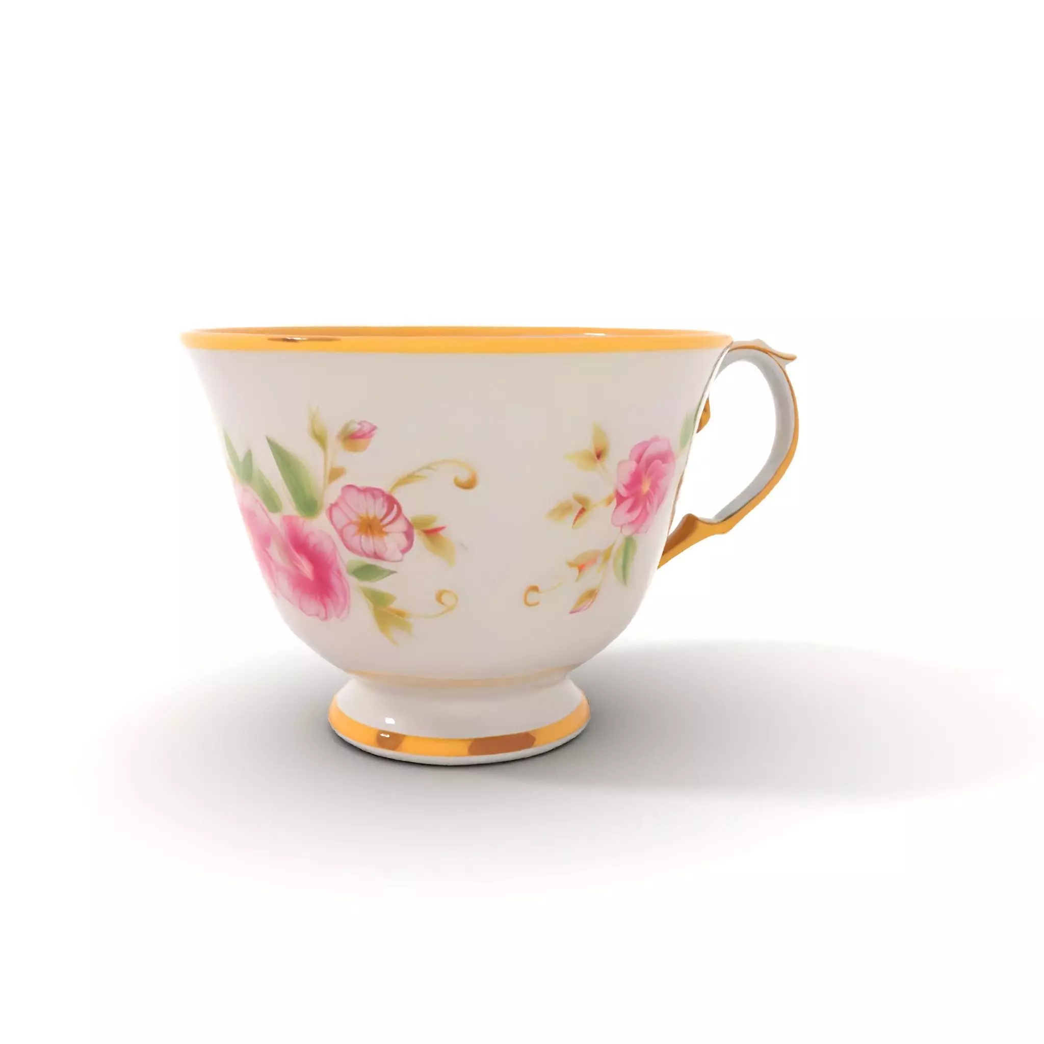 Elegant Floral Teacup model pack Low-poly 3D model_0