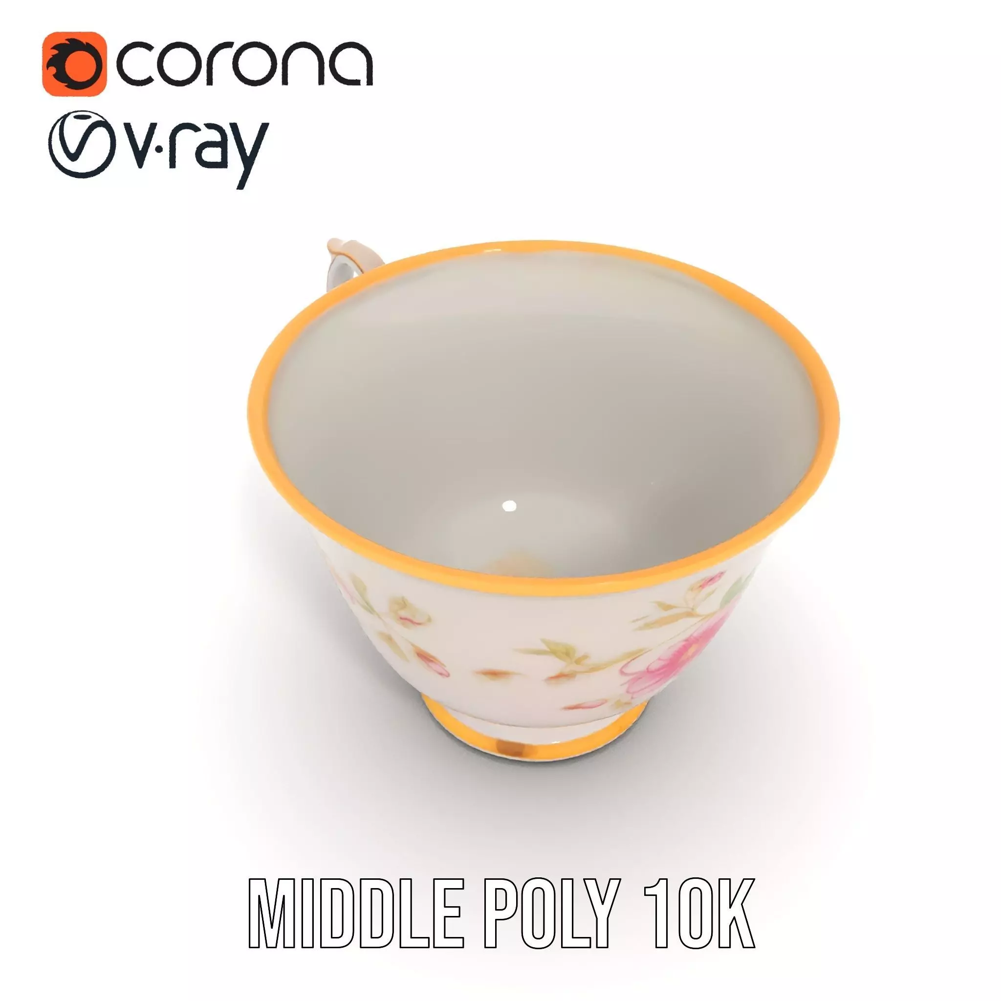 Elegant Floral Teacup model pack Low-poly 3D model_21