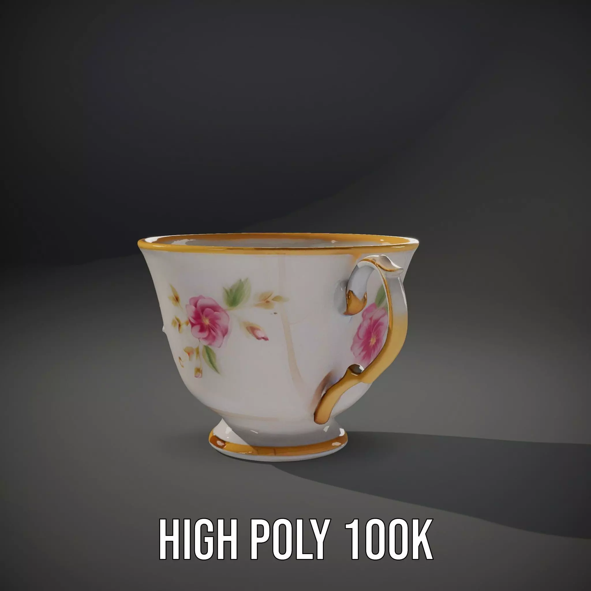 Elegant Floral Teacup model pack Low-poly 3D model_10
