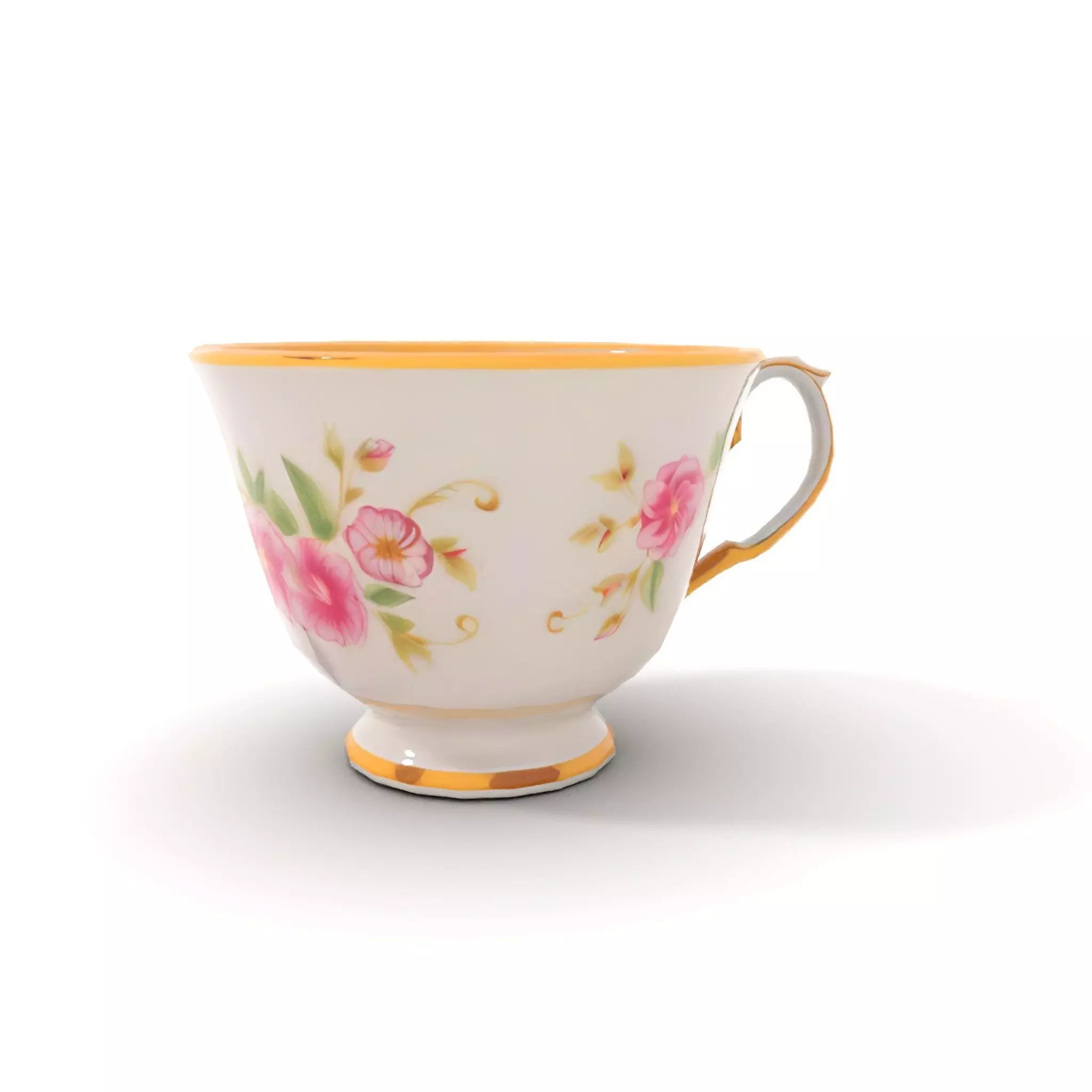 Elegant Floral Teacup model pack Low-poly 3D model_22