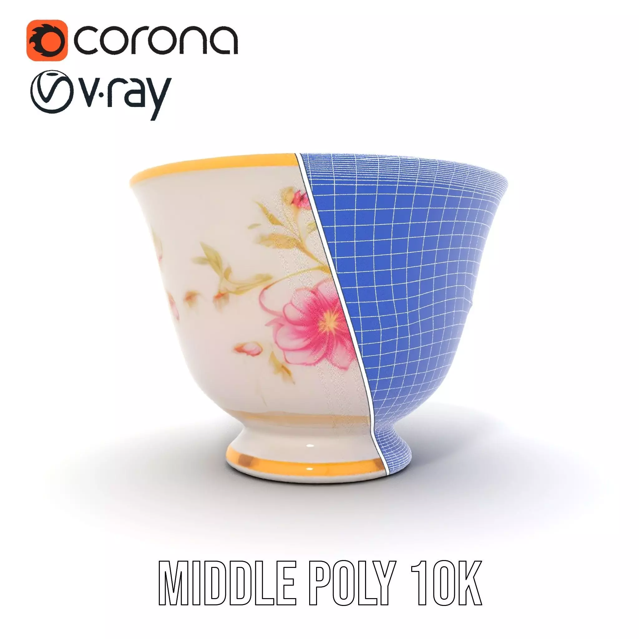 Elegant Floral Teacup model pack Low-poly 3D model_30