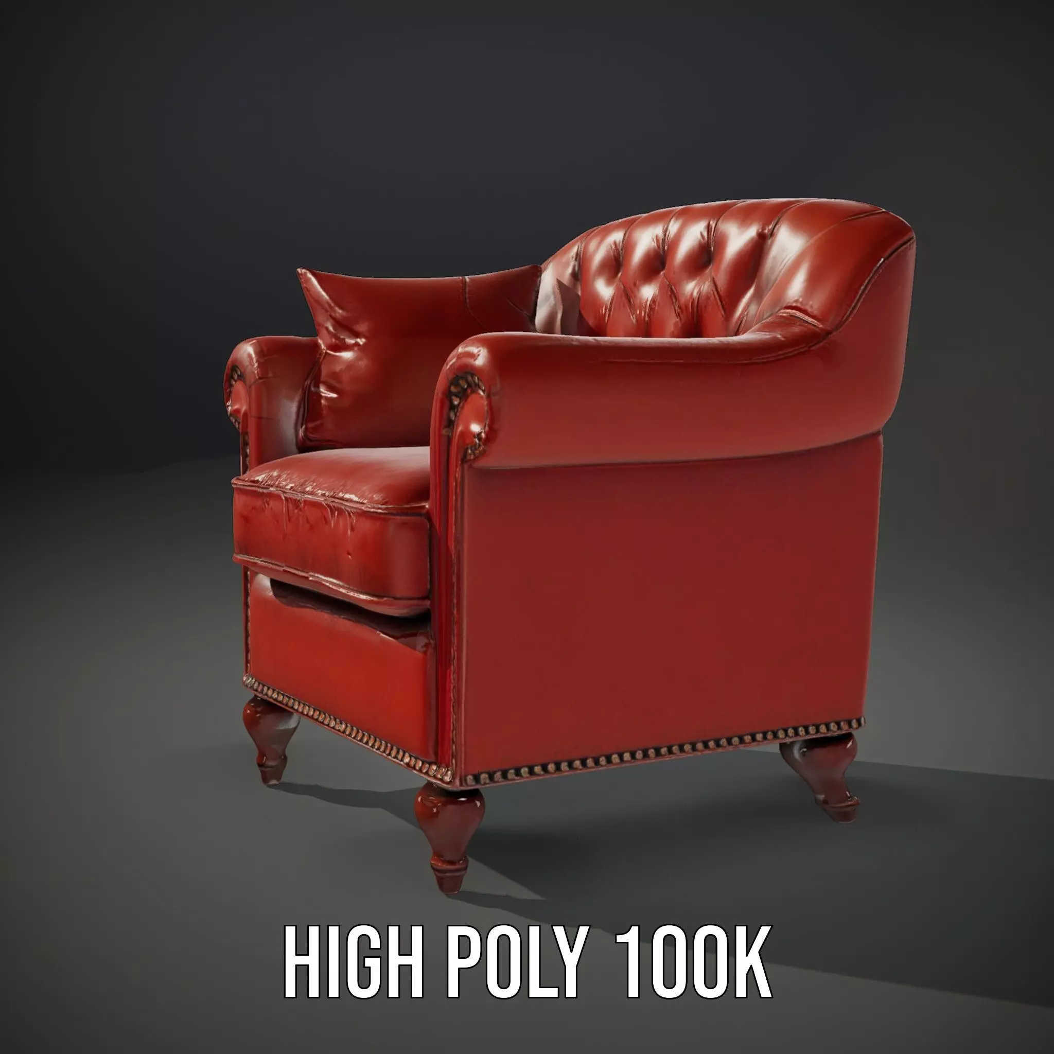 Vintage Leather Armchair model pack Low-poly 3D model_10