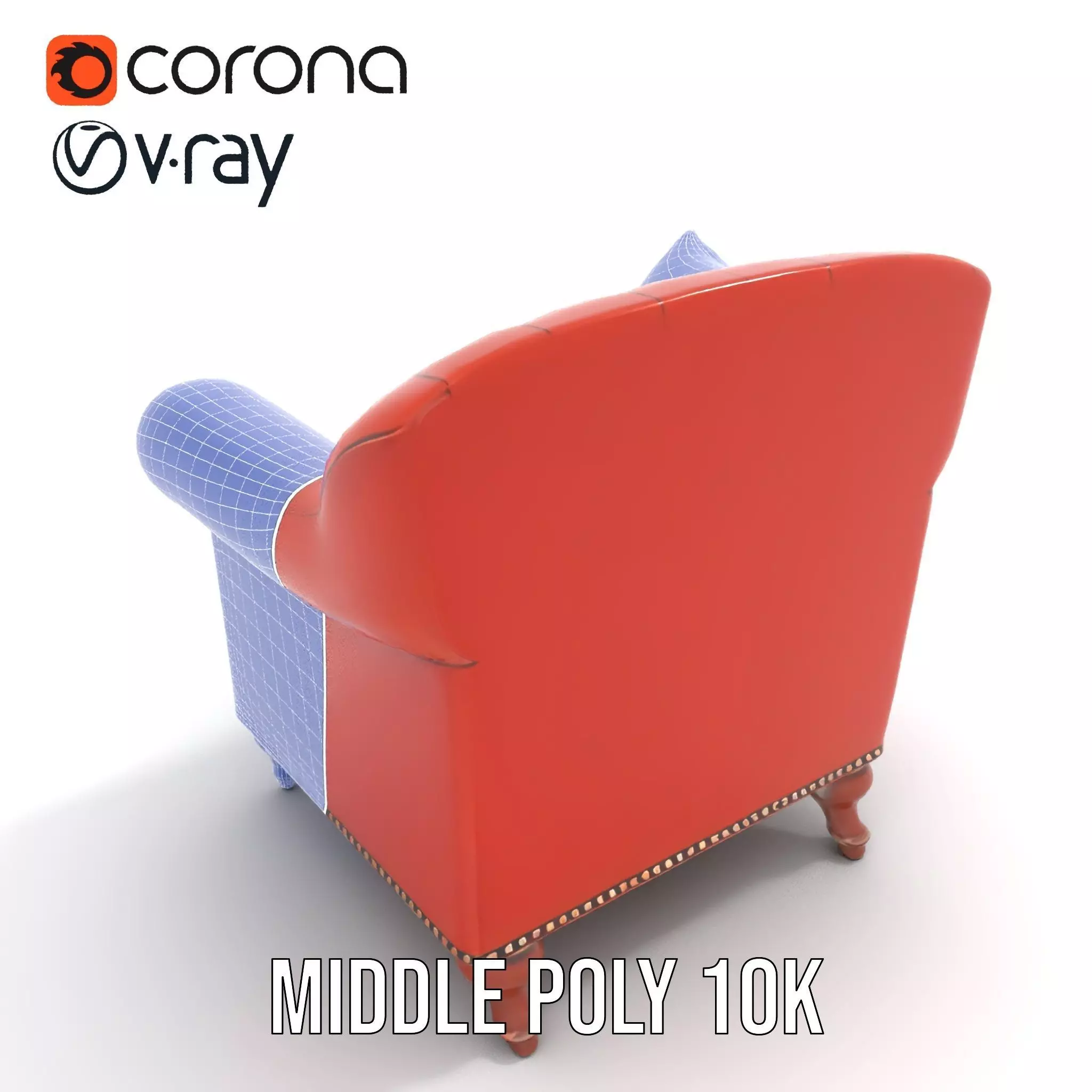 Vintage Leather Armchair model pack Low-poly 3D model_16