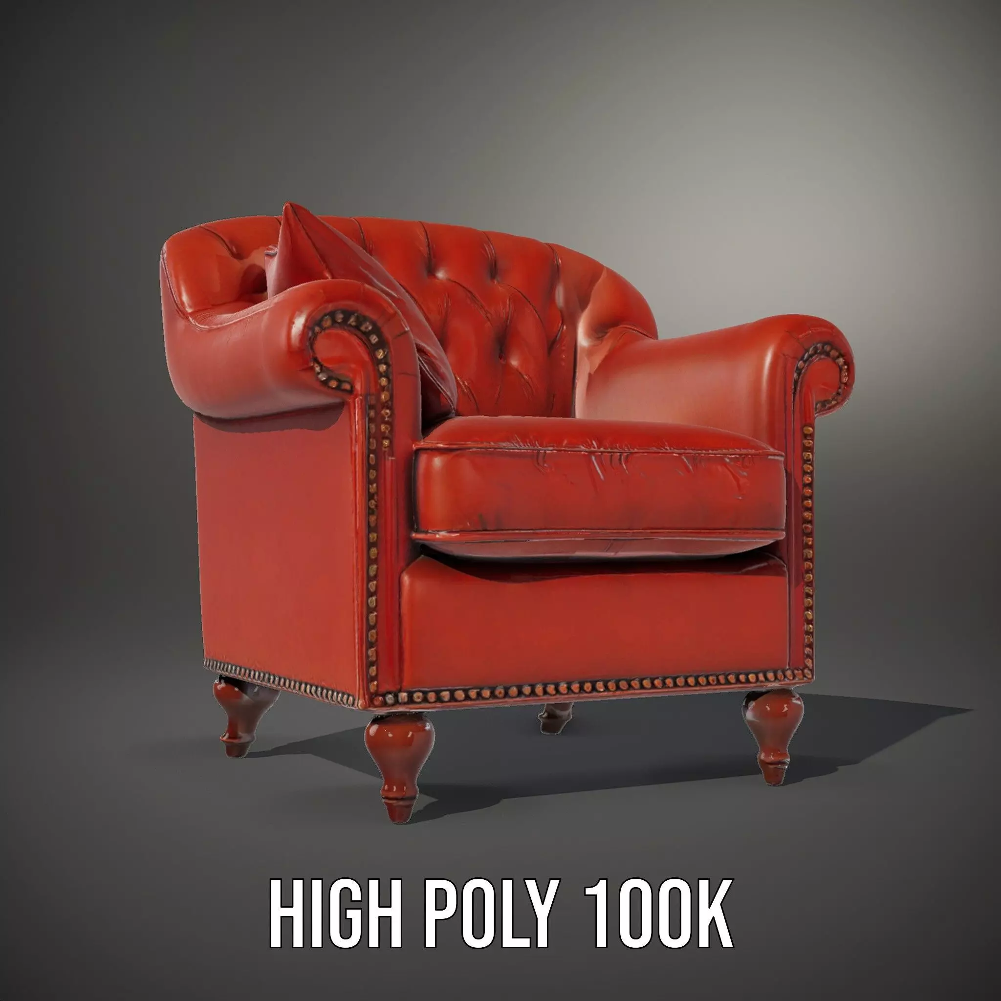 Vintage Leather Armchair model pack Low-poly 3D model_8