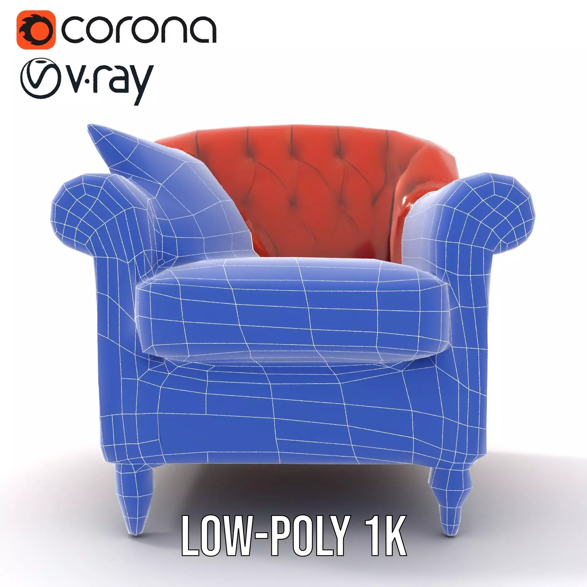 Vintage Leather Armchair model pack Low-poly 3D model_30