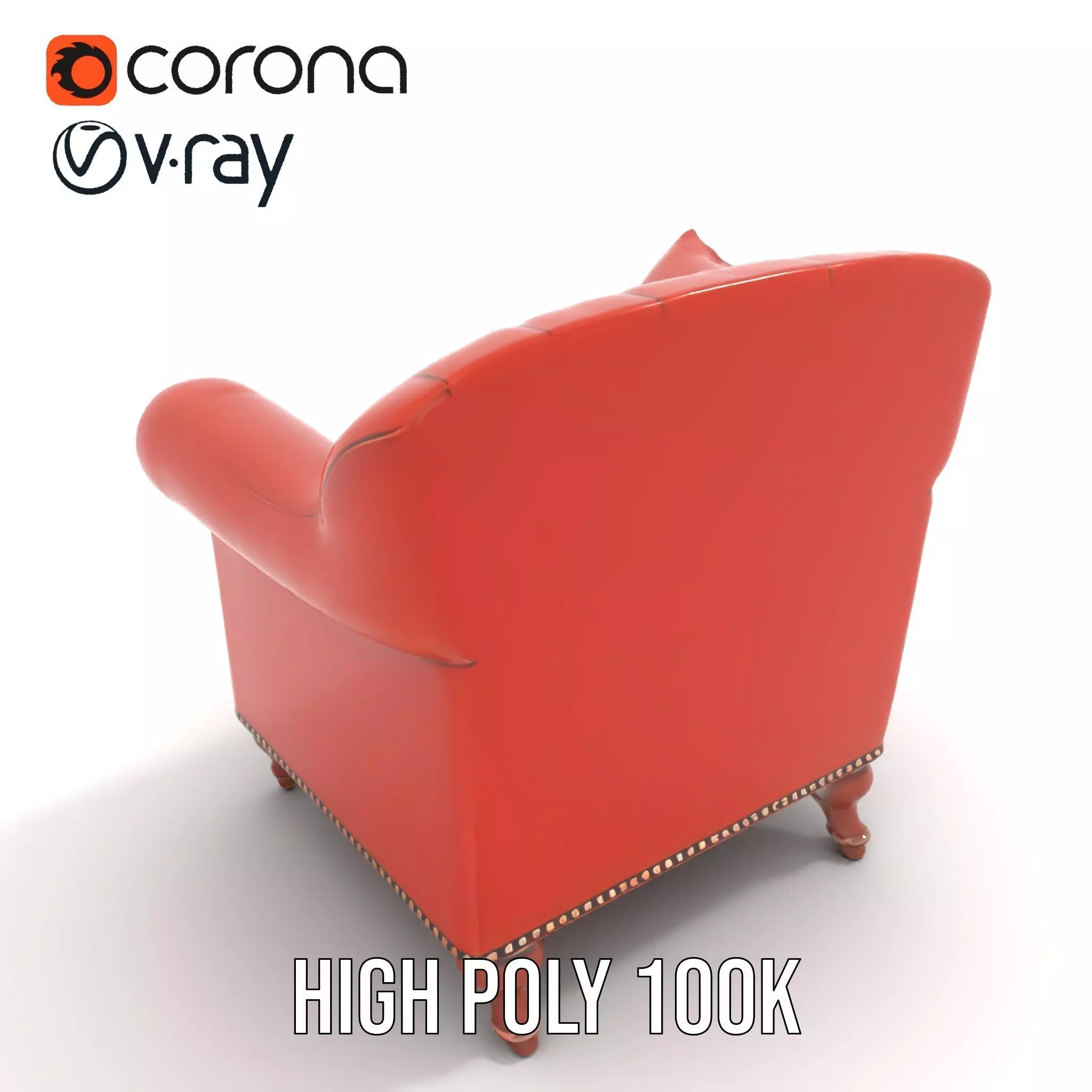 Vintage Leather Armchair model pack Low-poly 3D model_28