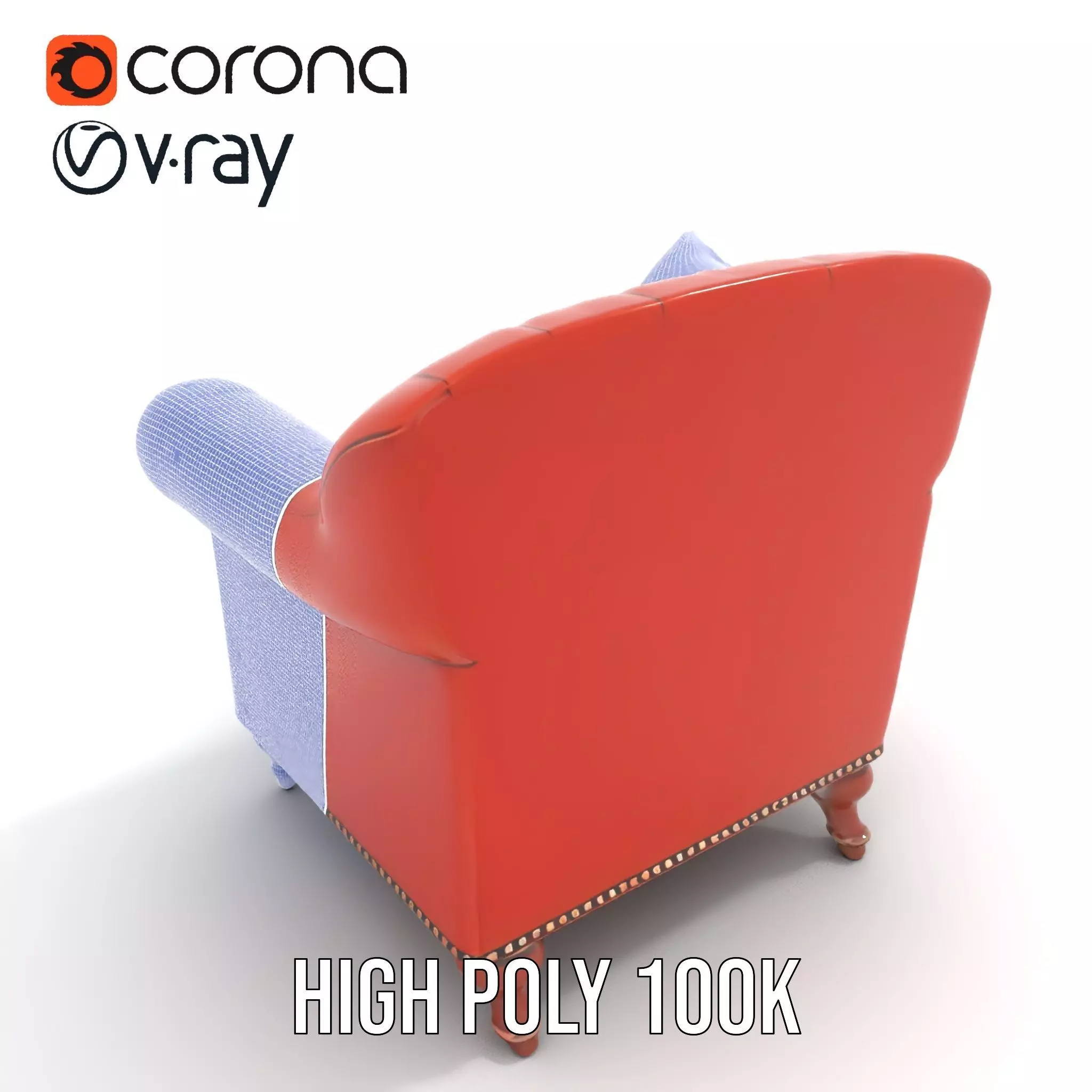 Vintage Leather Armchair model pack Low-poly 3D model_31