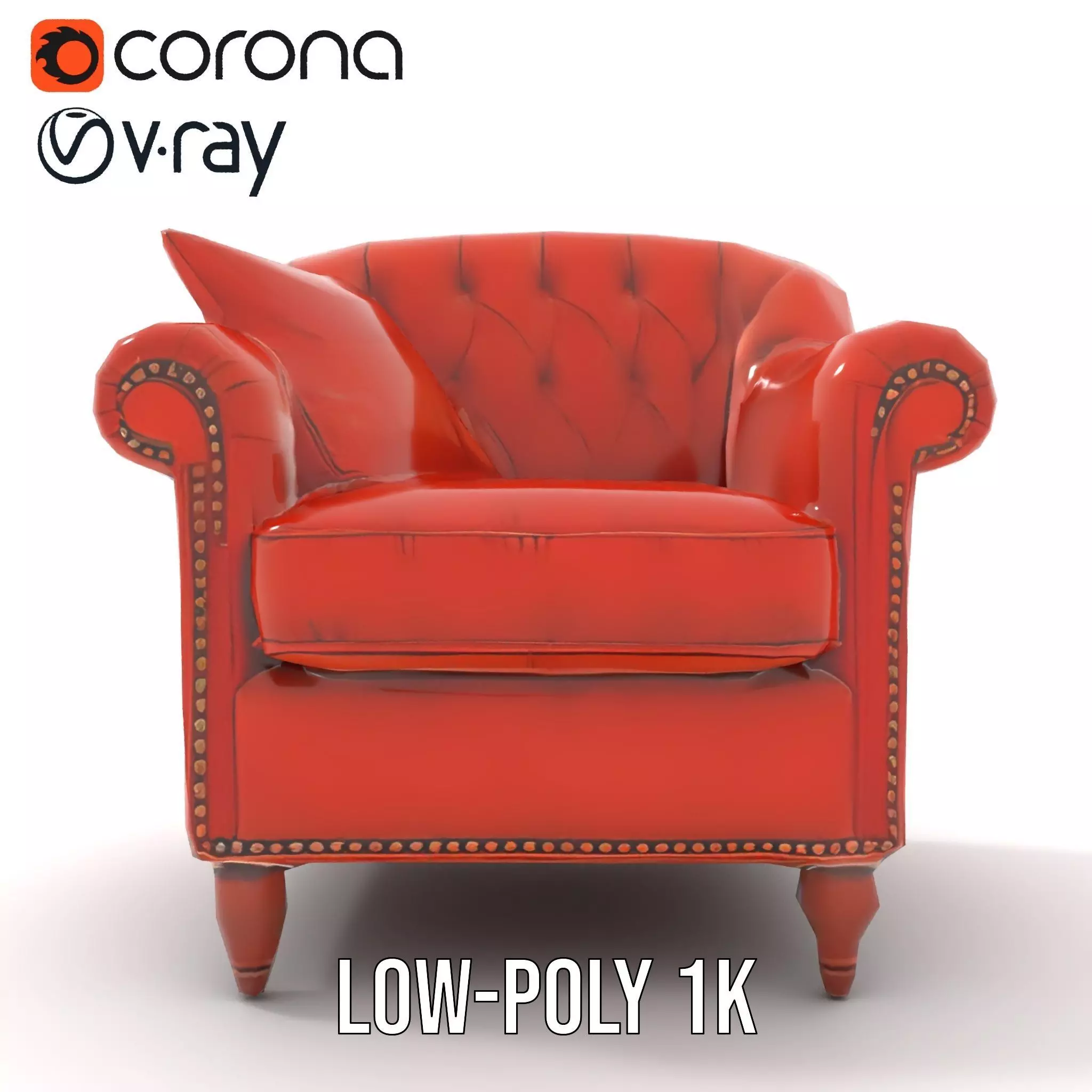 Vintage Leather Armchair model pack Low-poly 3D model_7