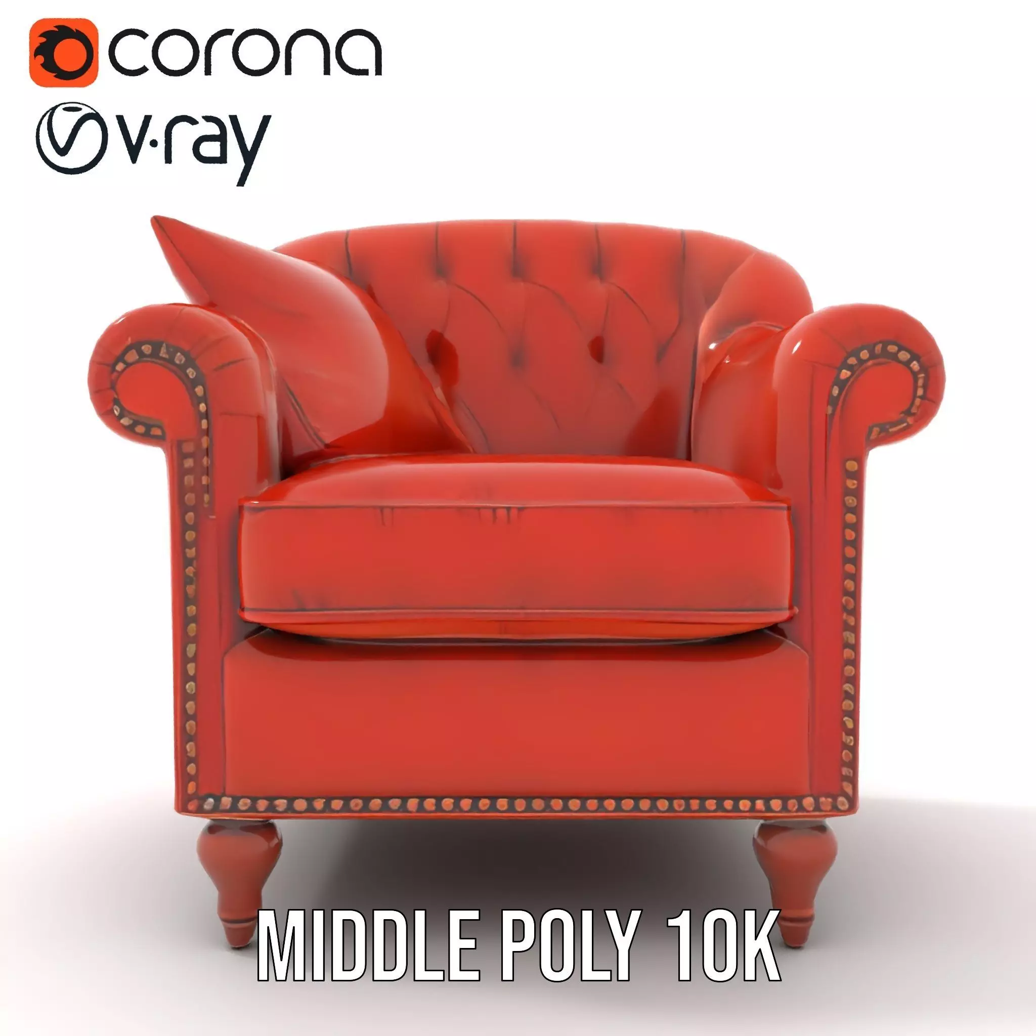 Vintage Leather Armchair model pack Low-poly 3D model_11