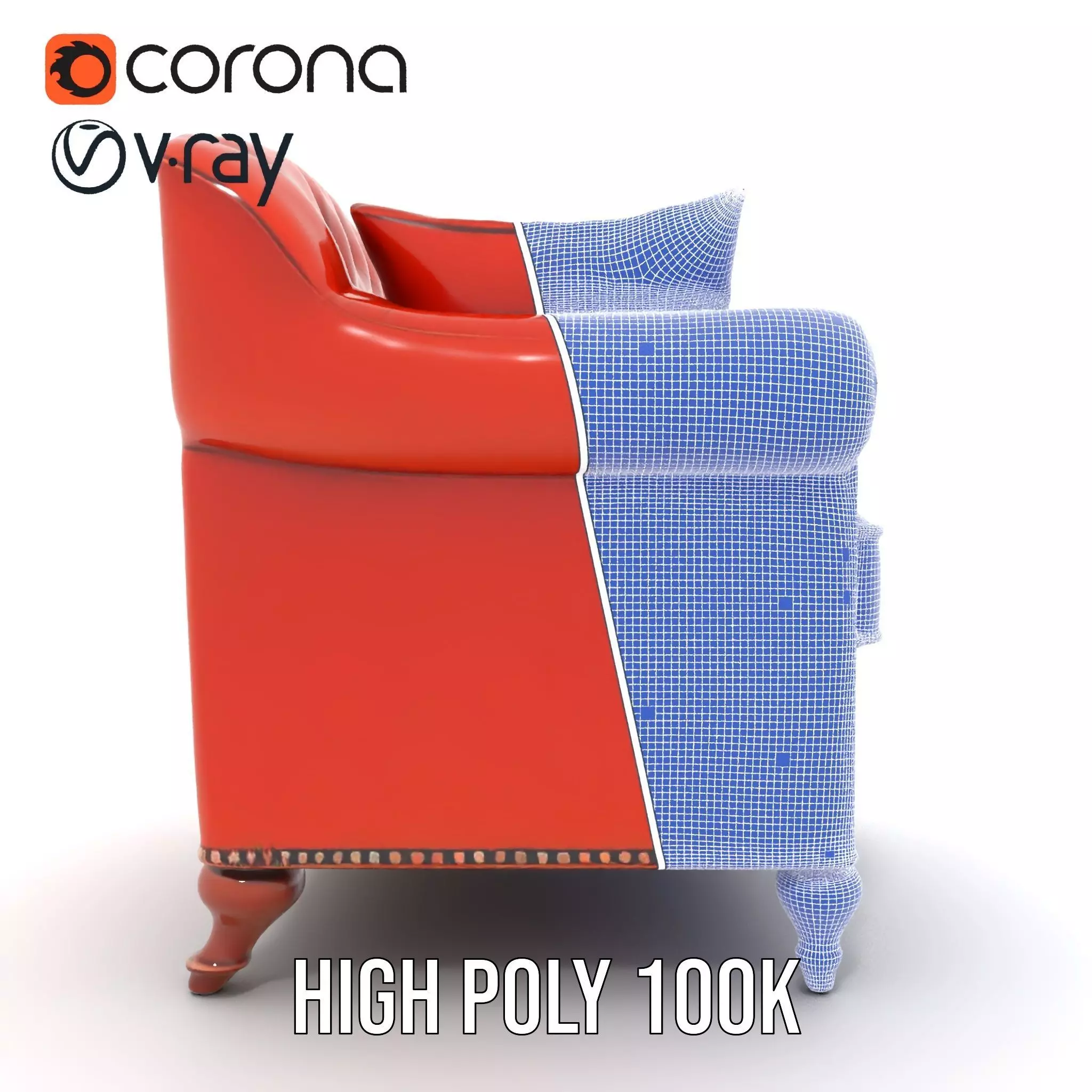 Vintage Leather Armchair model pack Low-poly 3D model_32