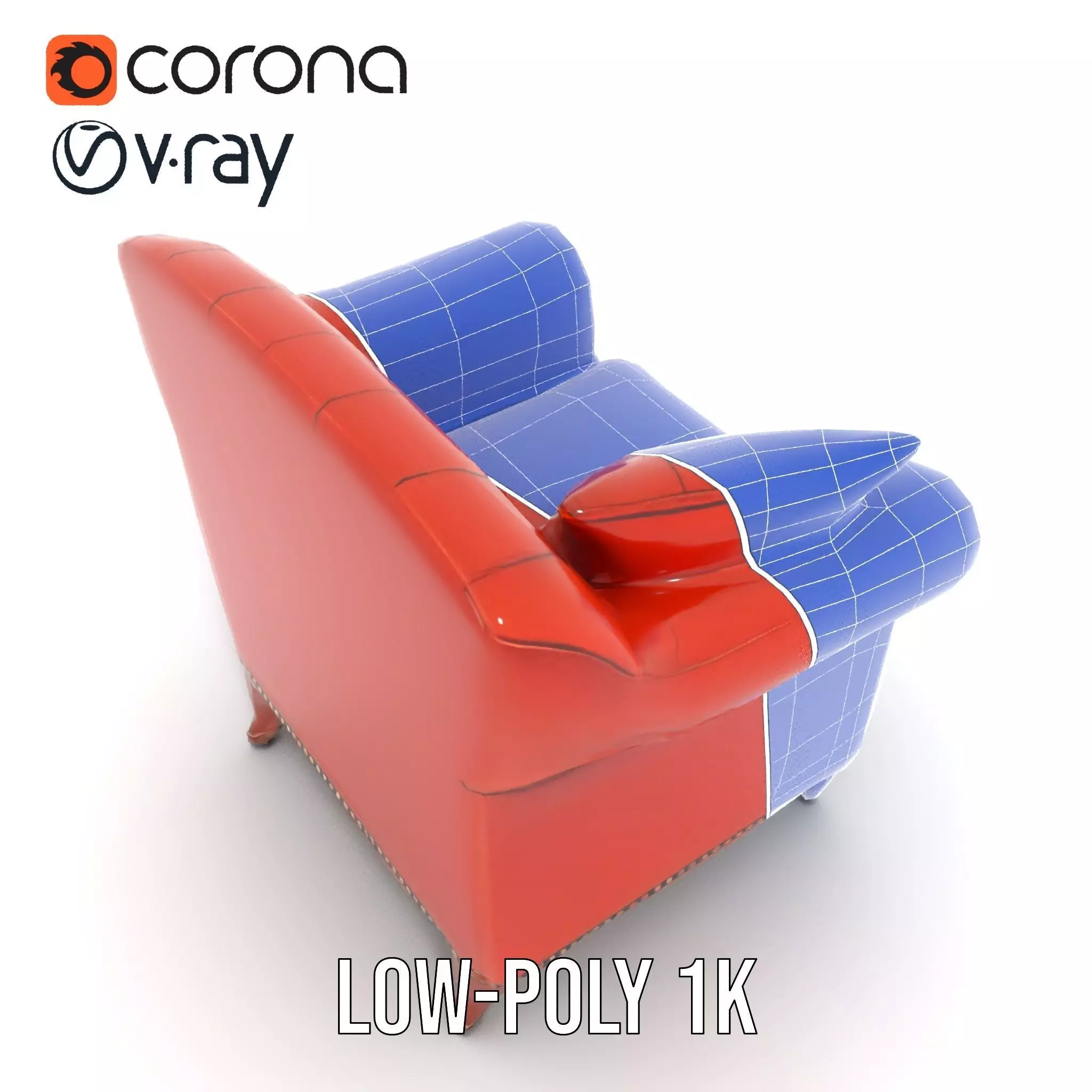 Vintage Leather Armchair model pack Low-poly 3D model_27