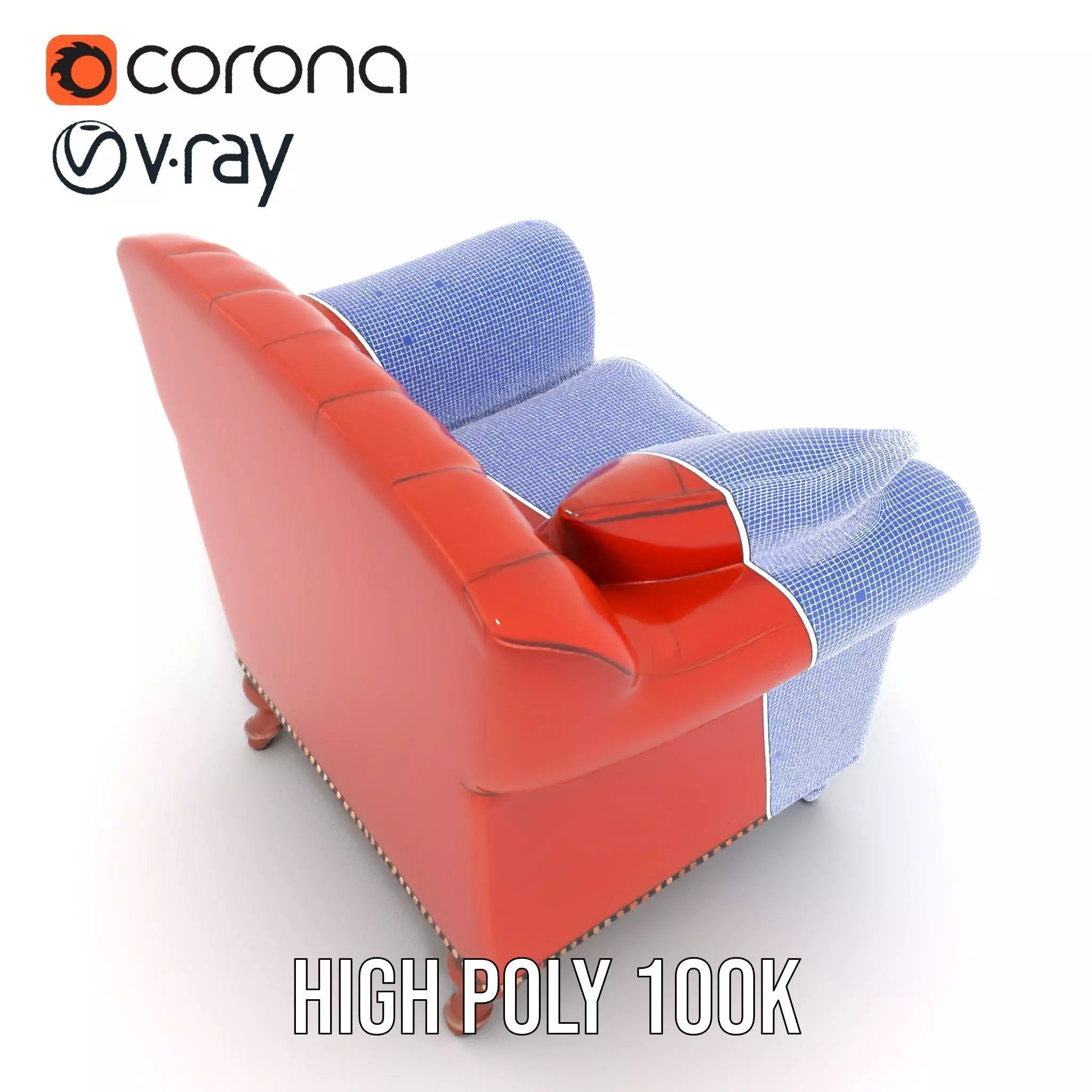 Vintage Leather Armchair model pack Low-poly 3D model_33