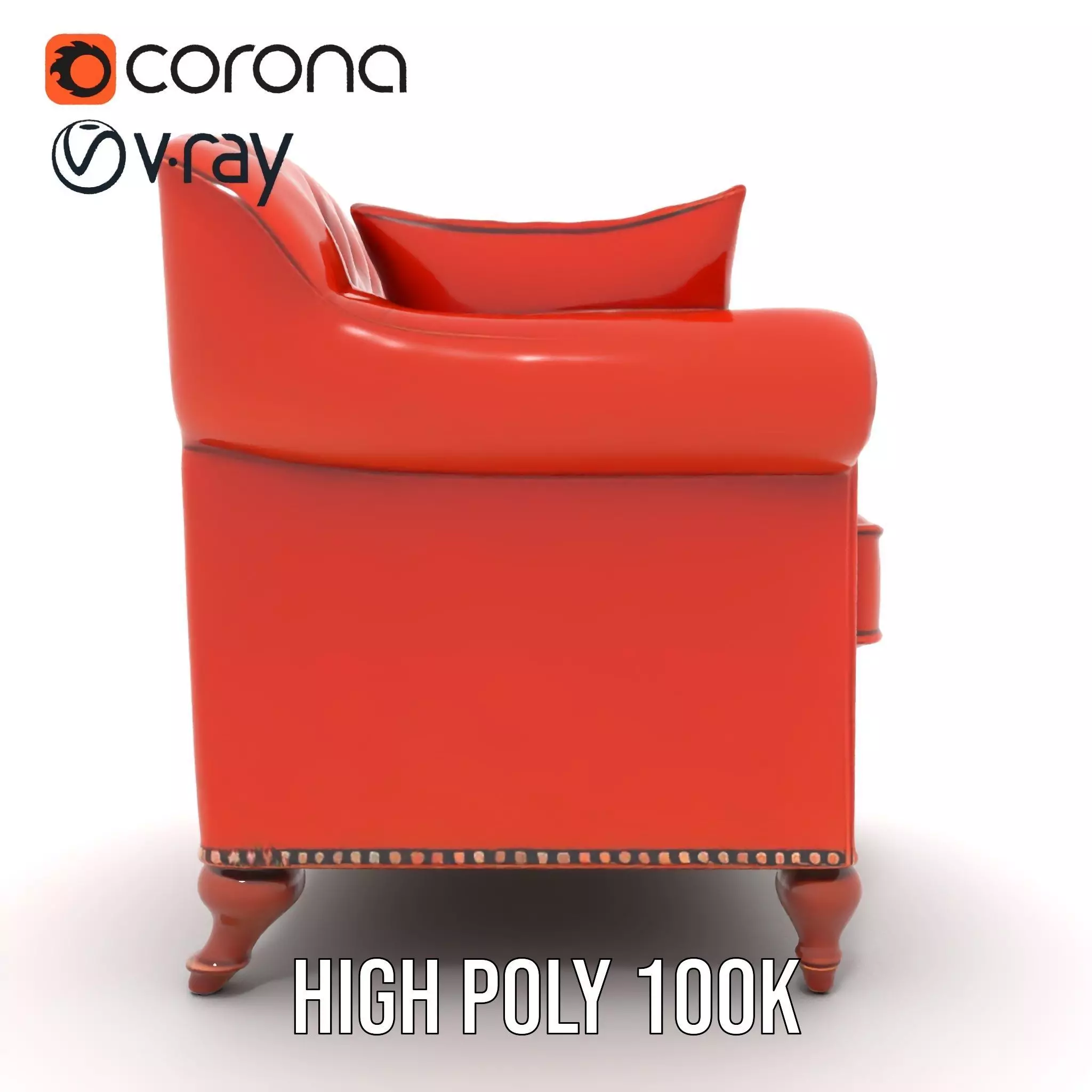 Vintage Leather Armchair model pack Low-poly 3D model_15