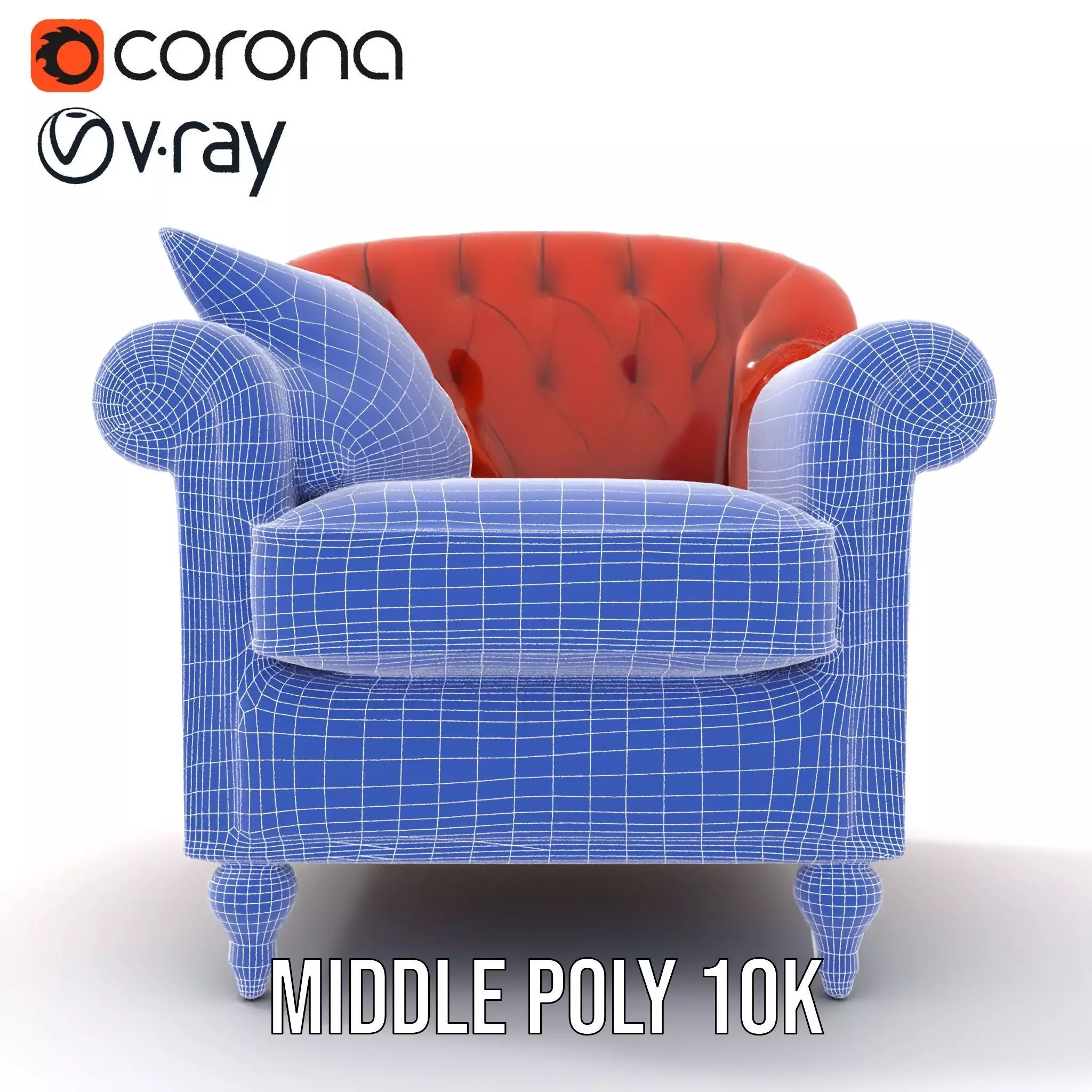 Vintage Leather Armchair model pack Low-poly 3D model_26