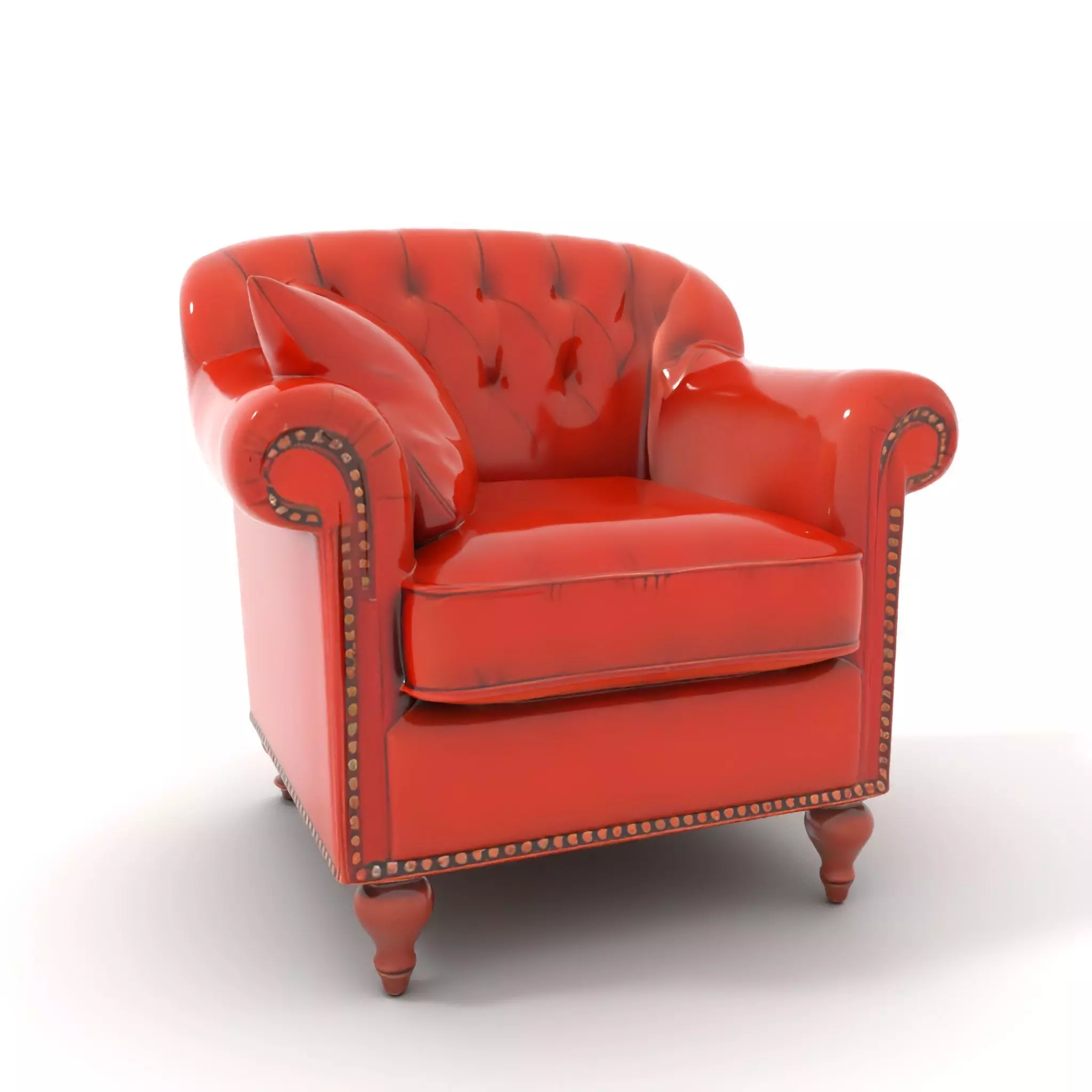 Vintage Leather Armchair model pack Low-poly 3D model_0