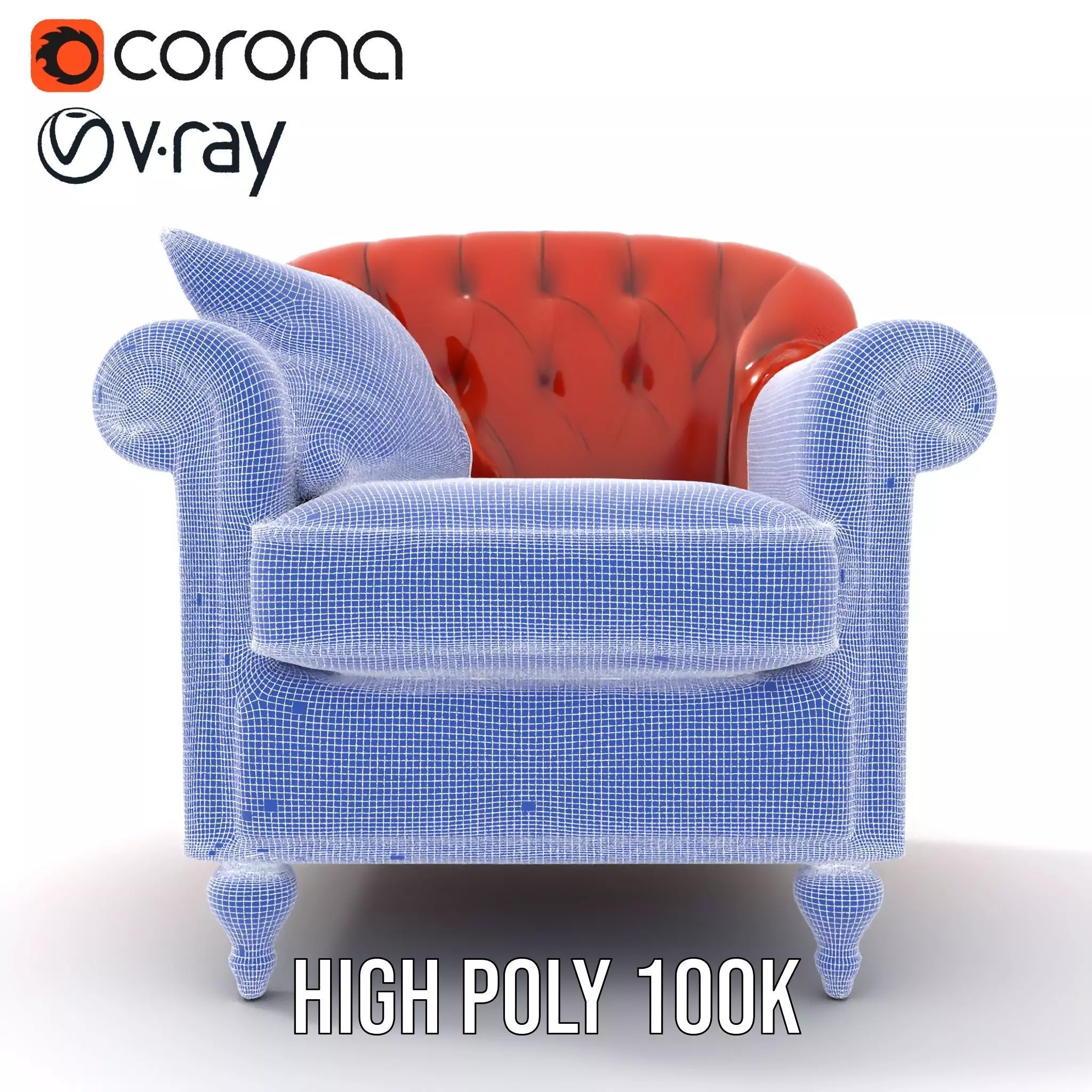 Vintage Leather Armchair model pack Low-poly 3D model_34