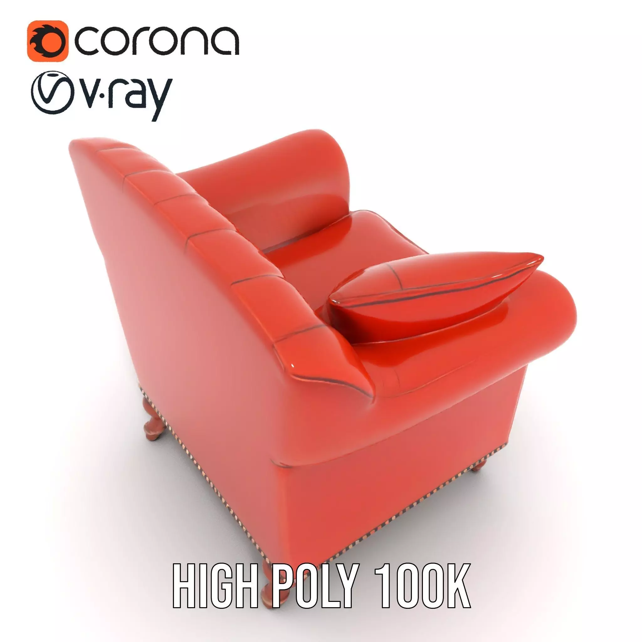 Vintage Leather Armchair model pack Low-poly 3D model_23