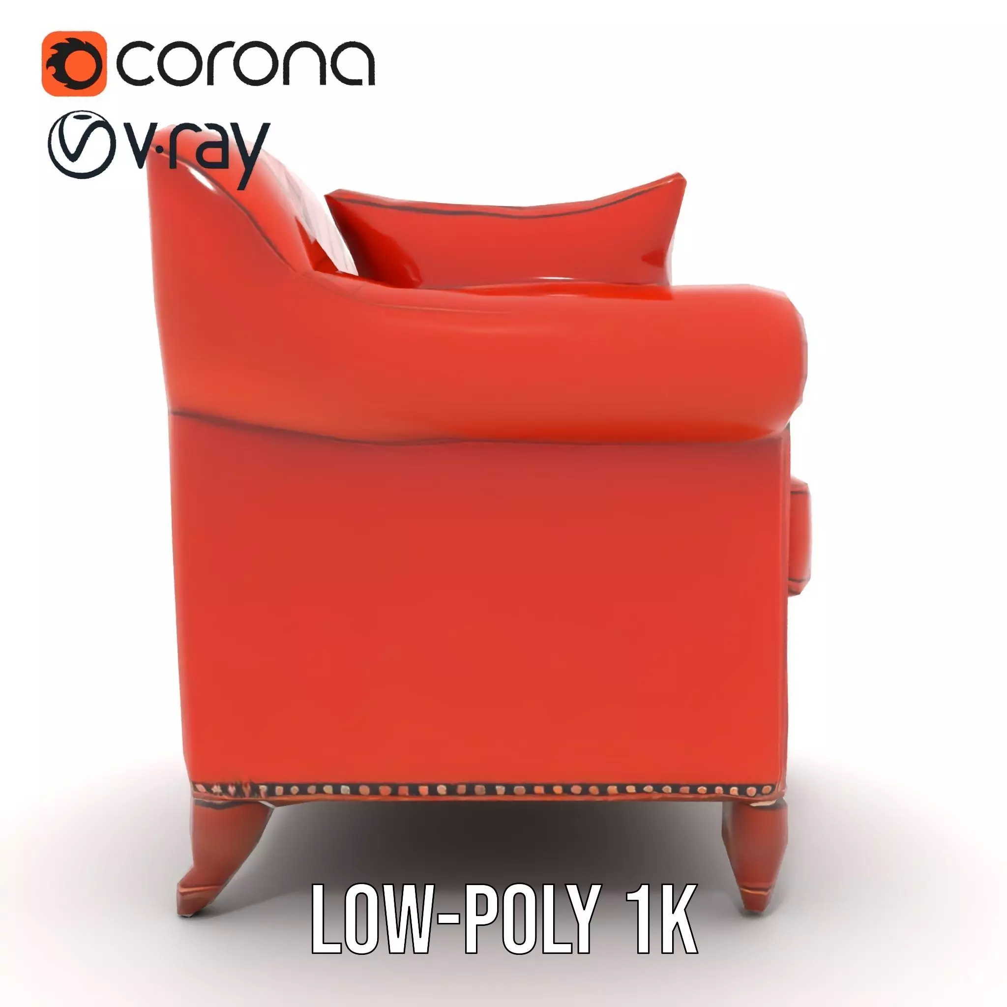 Vintage Leather Armchair model pack Low-poly 3D model_20