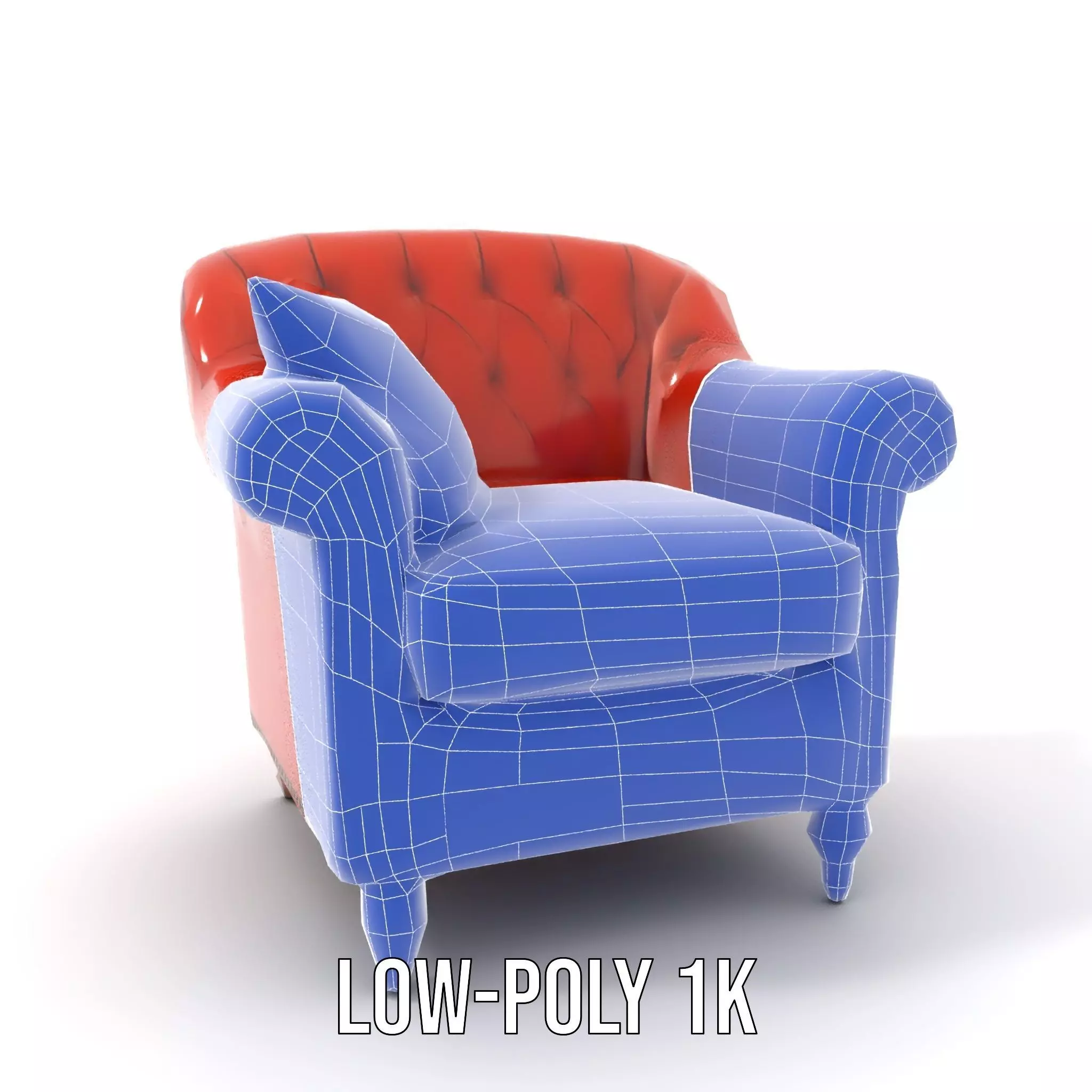 Vintage Leather Armchair model pack Low-poly 3D model_9