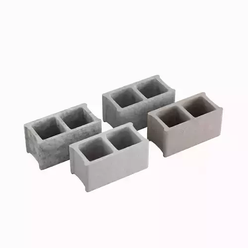 Concrete Construction Blocks Set Low-poly 3D model