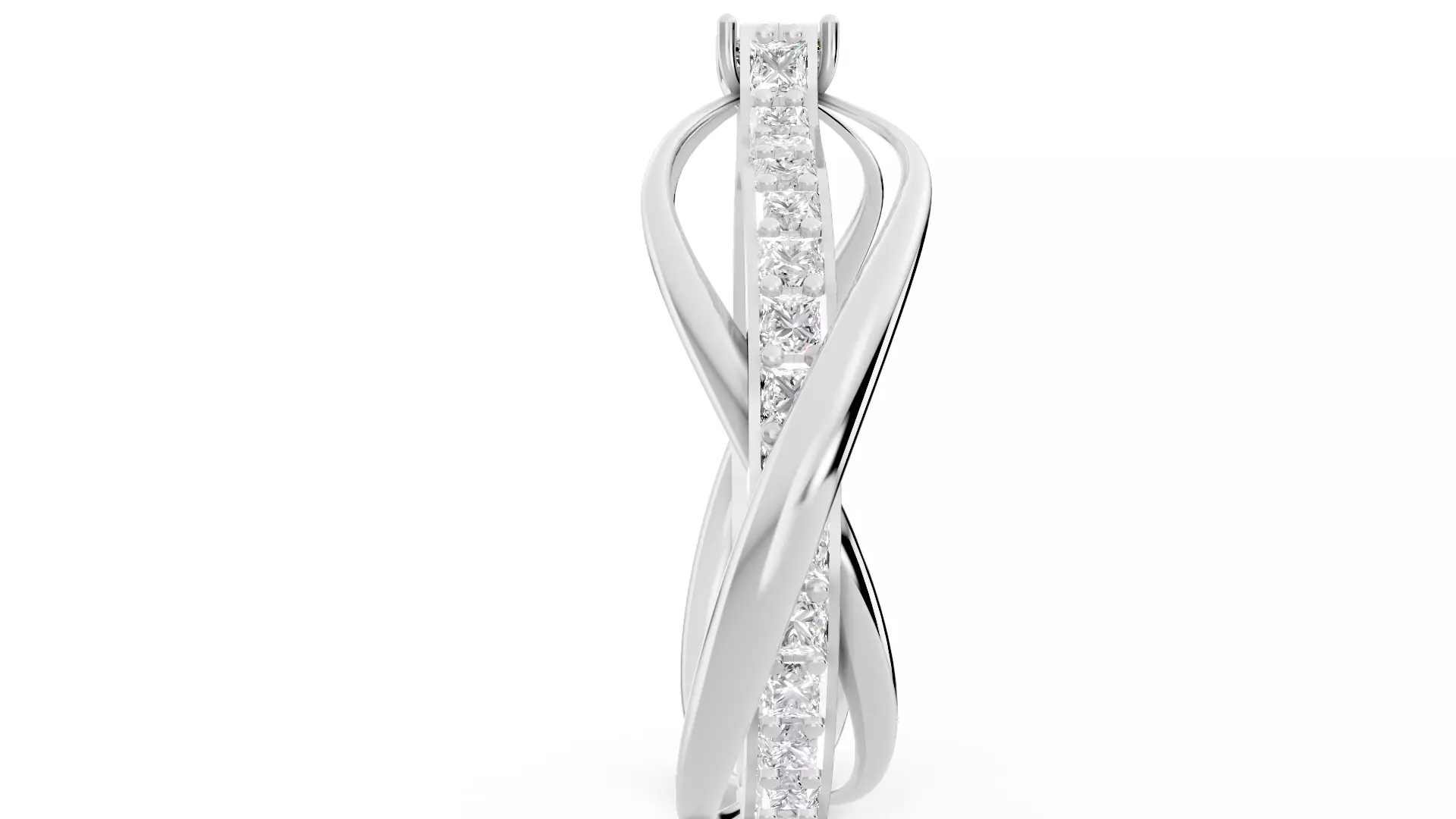 Square Emerald Cut Waves and Rocks Ring 3D print model_10