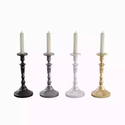 Vintage Candlestick Set Low-poly 3D model