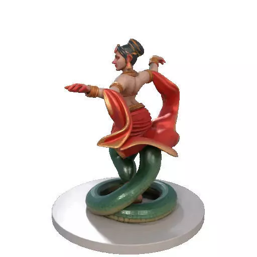 2258 Indian Serpent Woman Dancer on Pedestal magic 3D print model_26