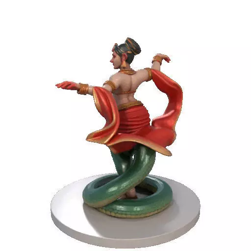 2258 Indian Serpent Woman Dancer on Pedestal magic 3D print model_25