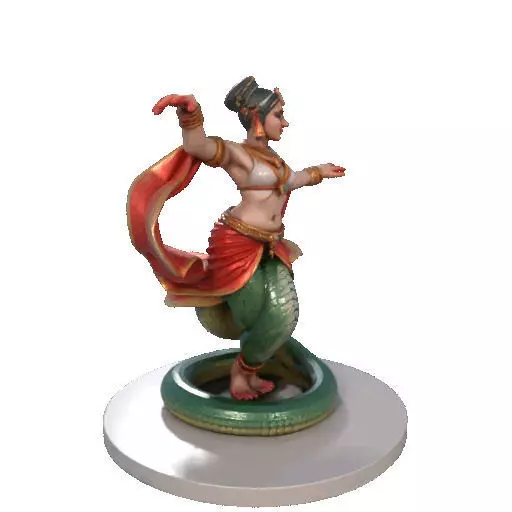 2258 Indian Serpent Woman Dancer on Pedestal magic 3D print model_11