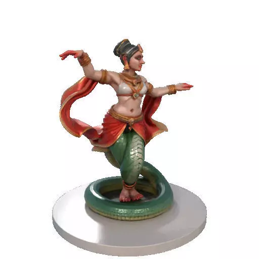 2258 Indian Serpent Woman Dancer on Pedestal magic 3D print model_9