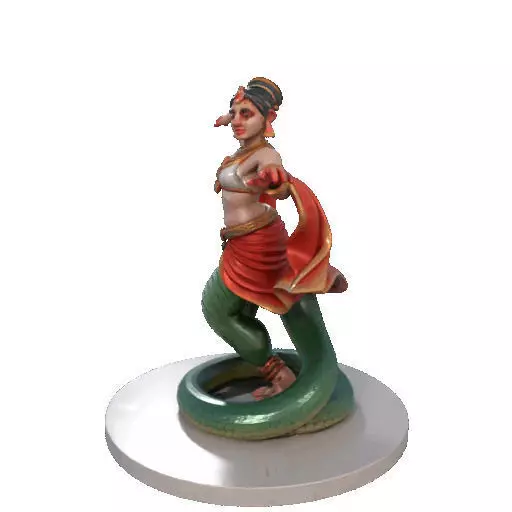 2258 Indian Serpent Woman Dancer on Pedestal magic 3D print model_30