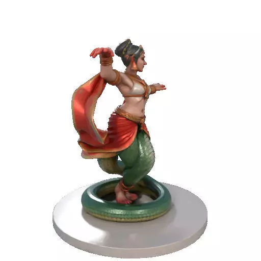 2258 Indian Serpent Woman Dancer on Pedestal magic 3D print model_12