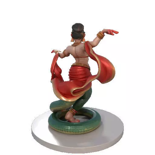 2258 Indian Serpent Woman Dancer on Pedestal magic 3D print model_18