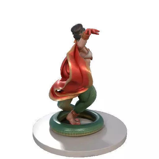 2258 Indian Serpent Woman Dancer on Pedestal magic 3D print model_15