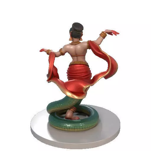2258 Indian Serpent Woman Dancer on Pedestal magic 3D print model_20