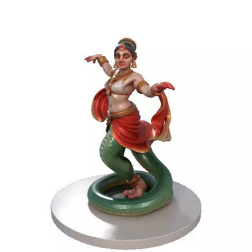 2258 Indian Serpent Woman Dancer on Pedestal magic 3D print model_32