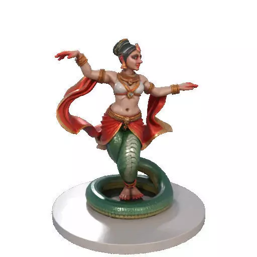2258 Indian Serpent Woman Dancer on Pedestal magic 3D print model_8