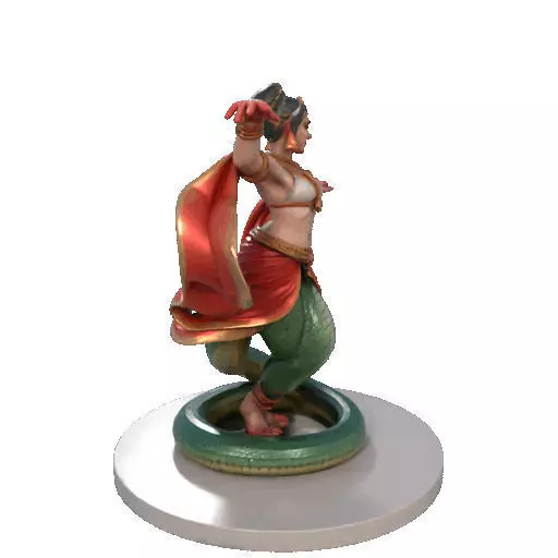 2258 Indian Serpent Woman Dancer on Pedestal magic 3D print model_13